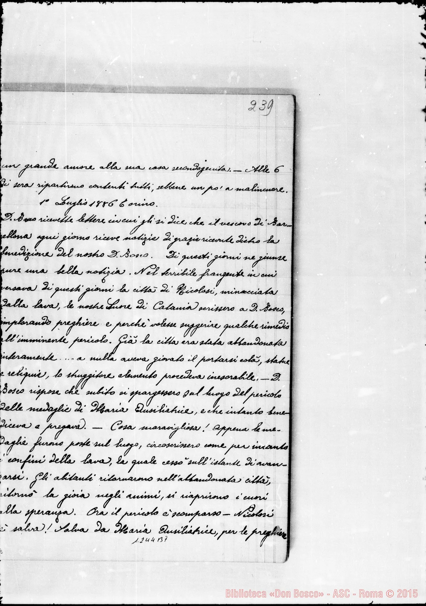 Fotogramma B 7 — Cronaca di D. Bosco (18-5-1886/31-1-1888). Vol. Il