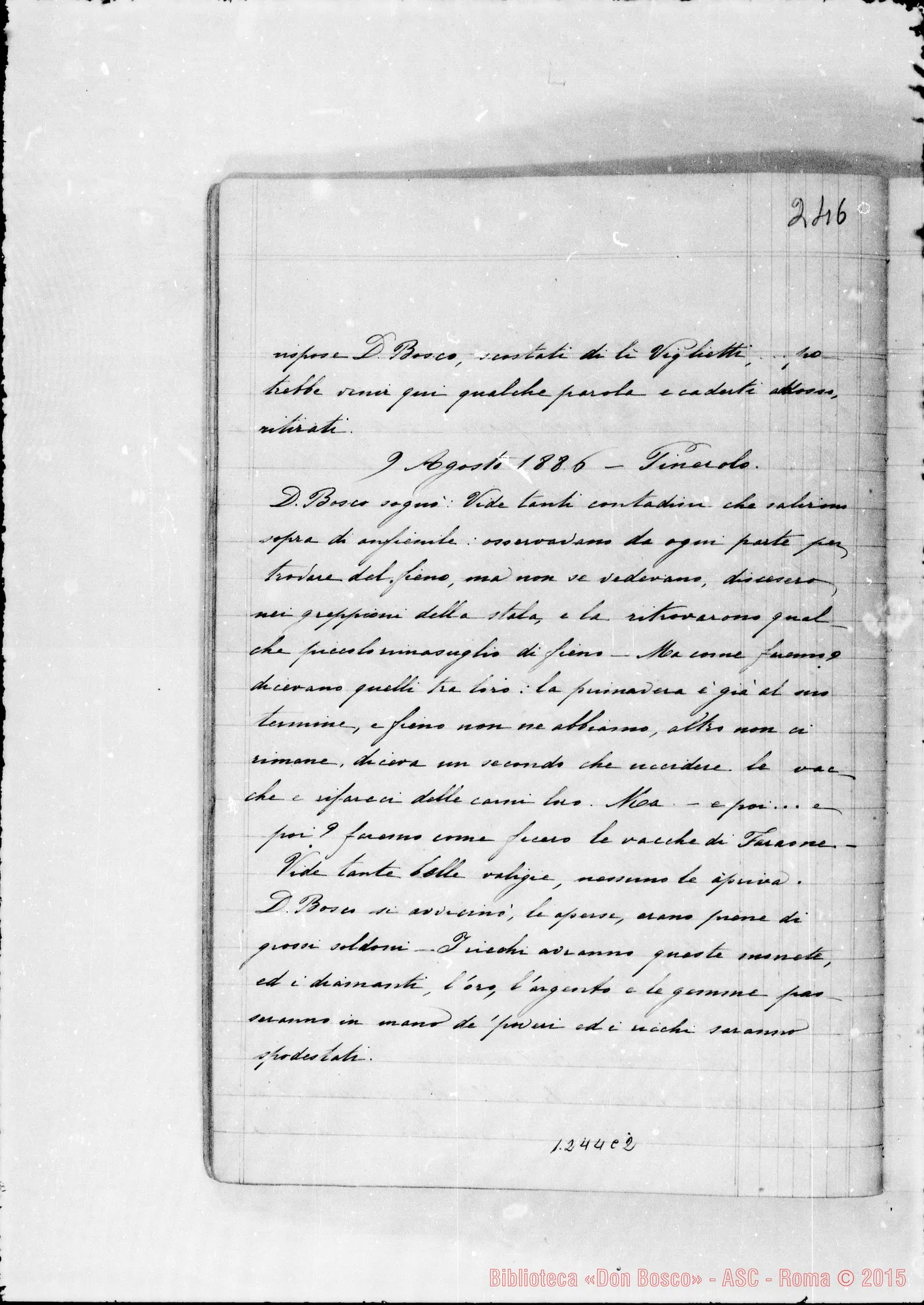 Fotogramma C 2 — Cronaca di D. Bosco (18-5-1886/31-1-1888). Vol. Il