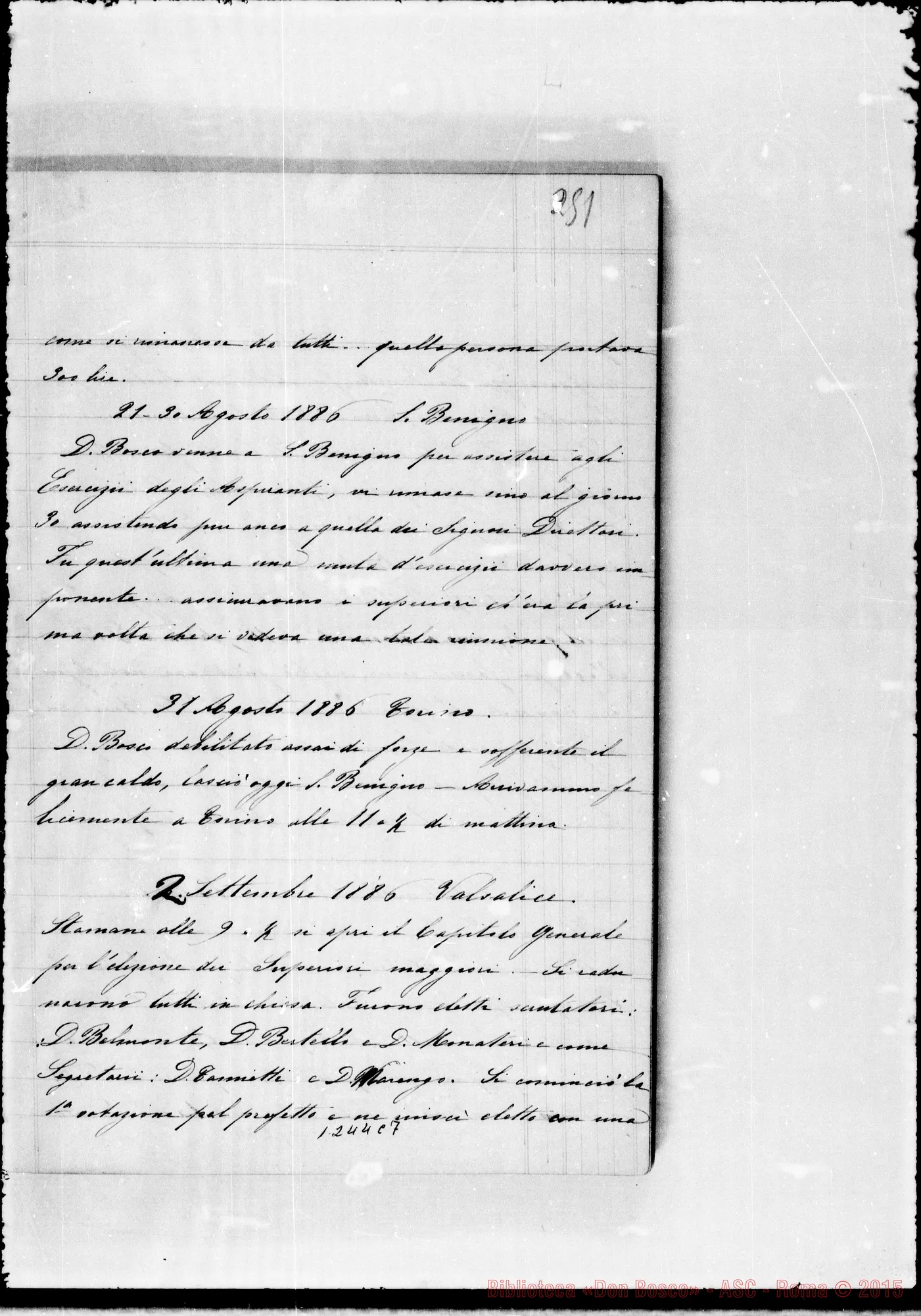 Fotogramma C 7 — Cronaca di D. Bosco (18-5-1886/31-1-1888). Vol. Il