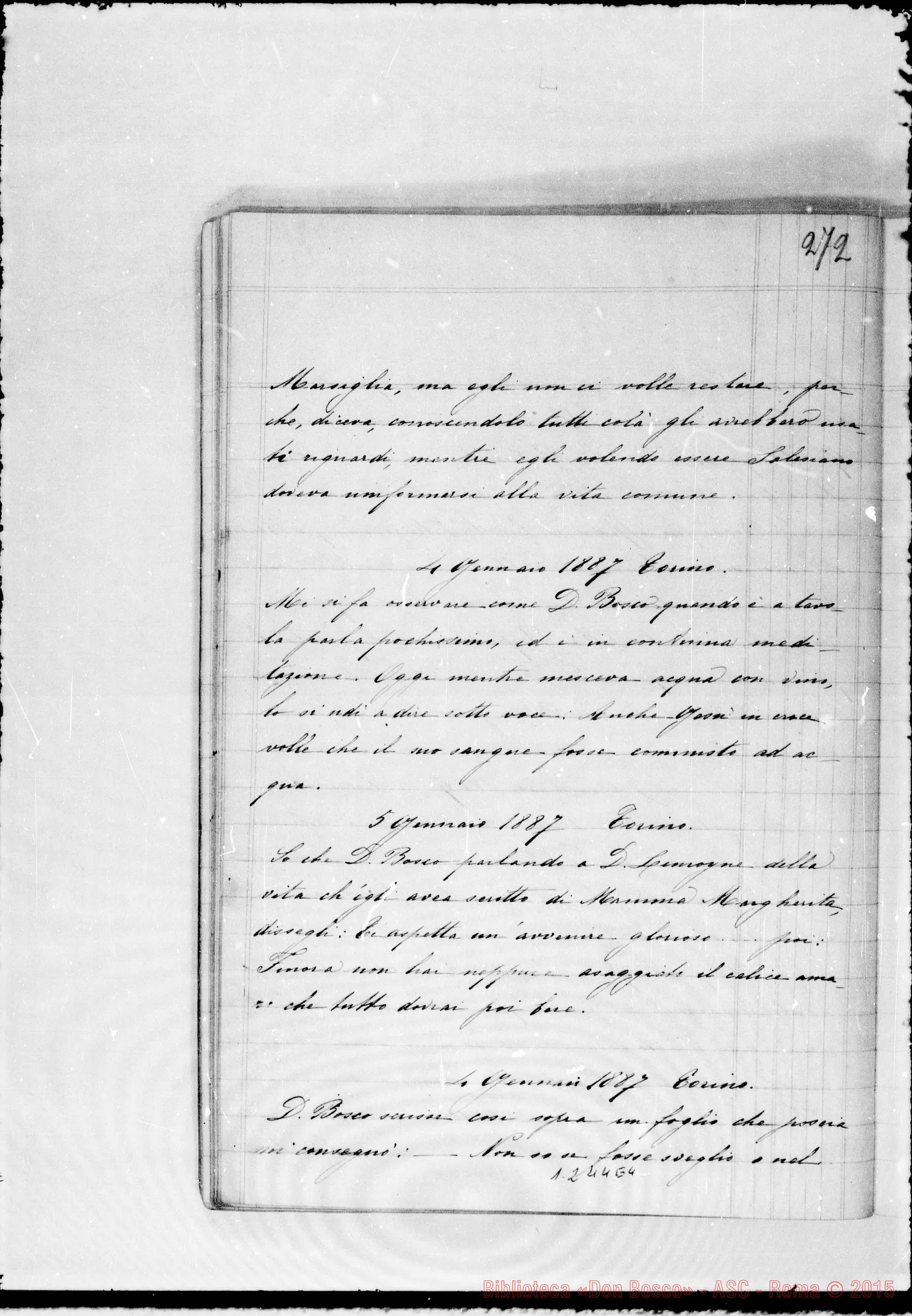 Fotogramma E 4 — Cronaca di D. Bosco (18-5-1886/31-1-1888). Vol. Il