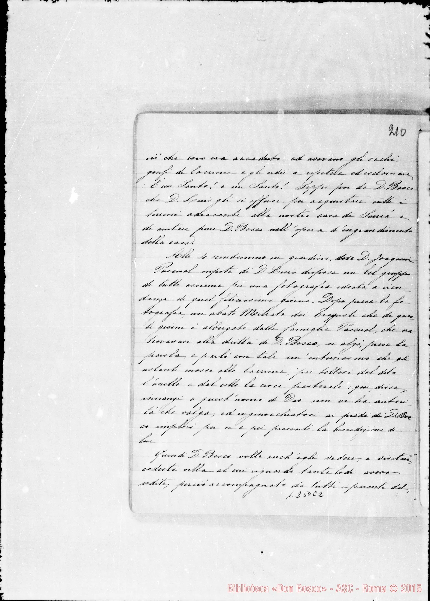 Fotogramma E 2 — Cronaca di D. Bosco (26-5-1884/30-4-1886). Vol. I continuazione. Spostato nell’Archivio