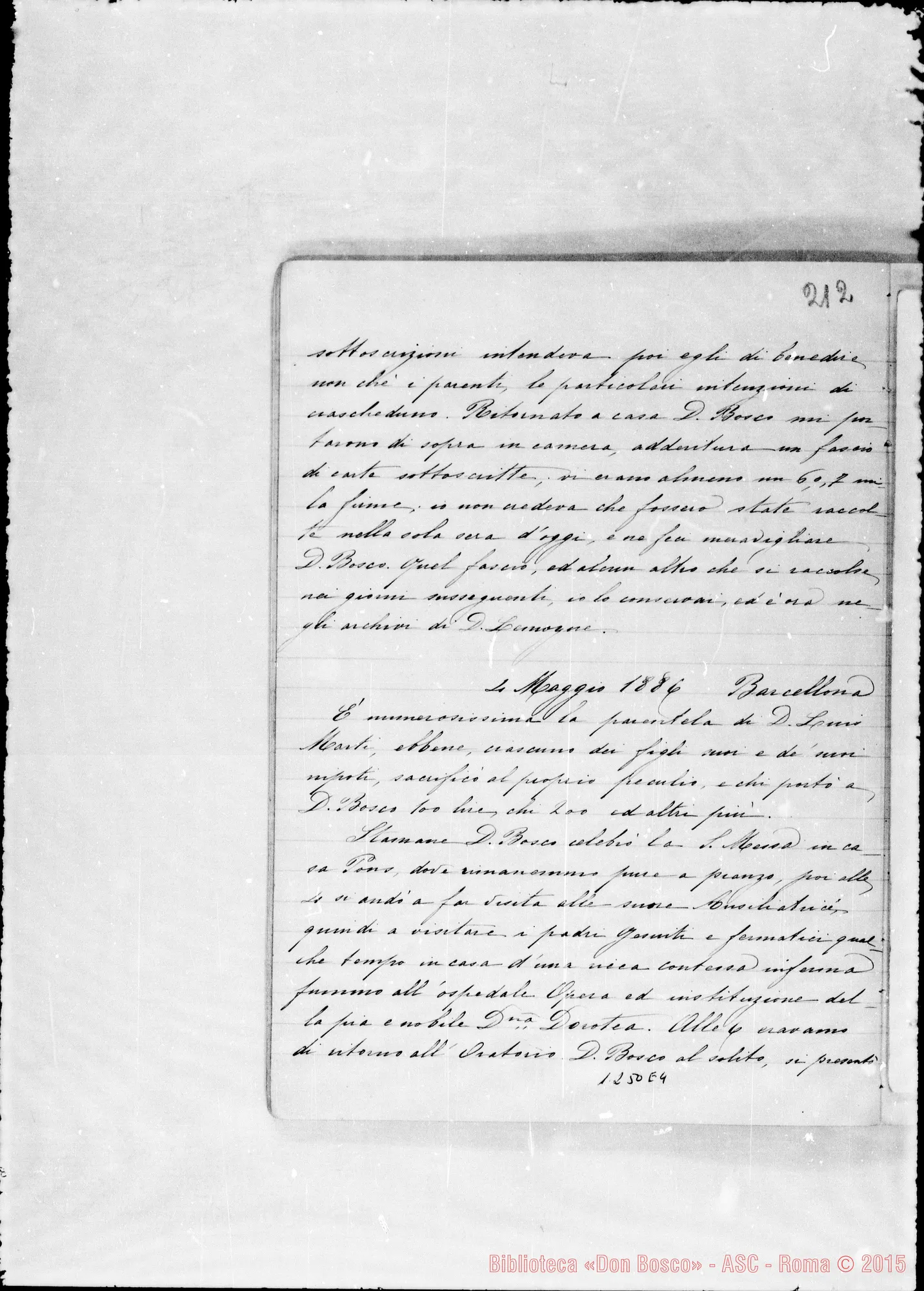 Fotogramma E 4 — Cronaca di D. Bosco (26-5-1884/30-4-1886). Vol. I continuazione. Spostato nell’Archivio