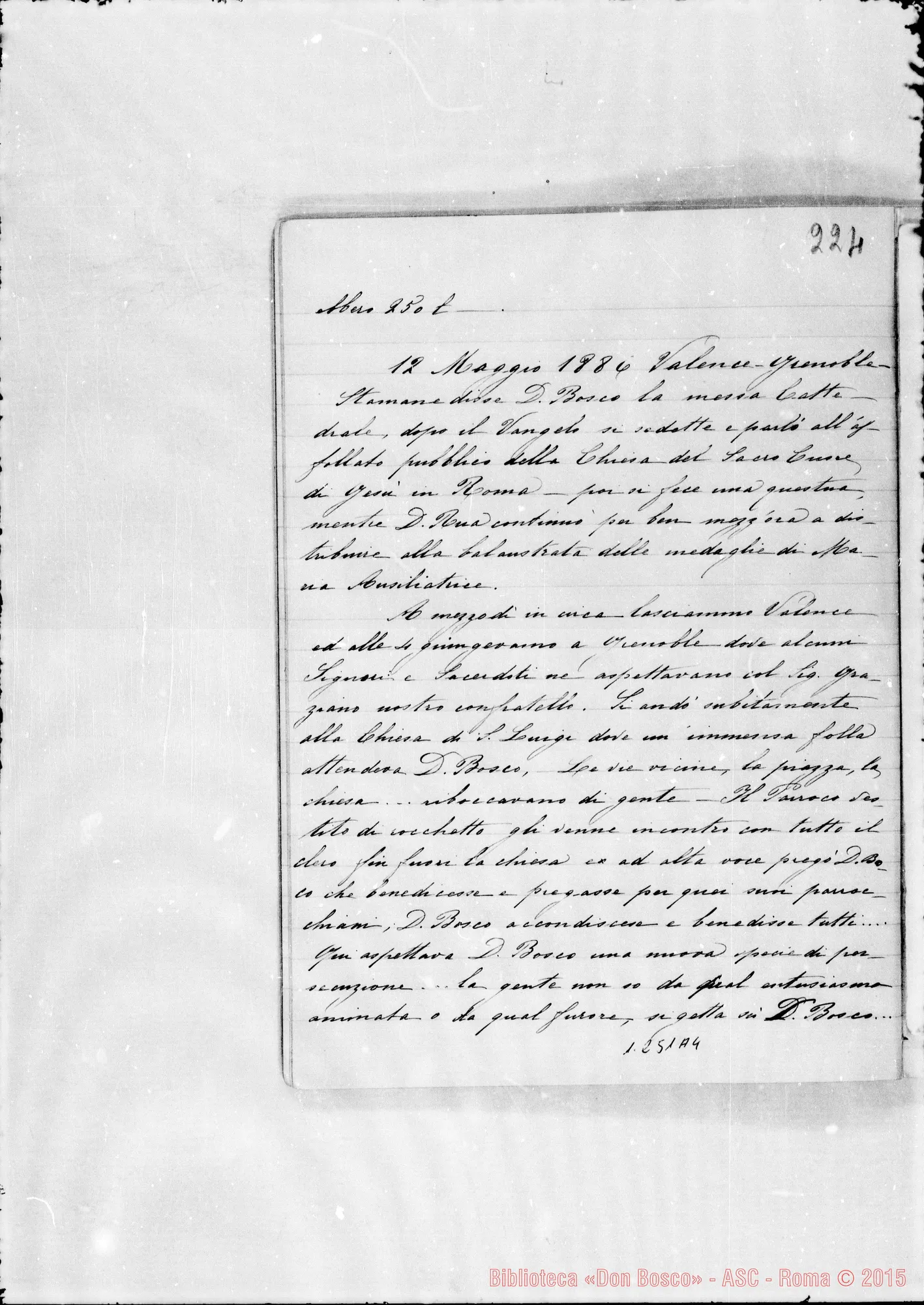 Fotogramma A 4 — Cronaca di D. Bosco (26-5-1884/30-4-1886). Vol. I continuazione. Spostato nell’Archivio