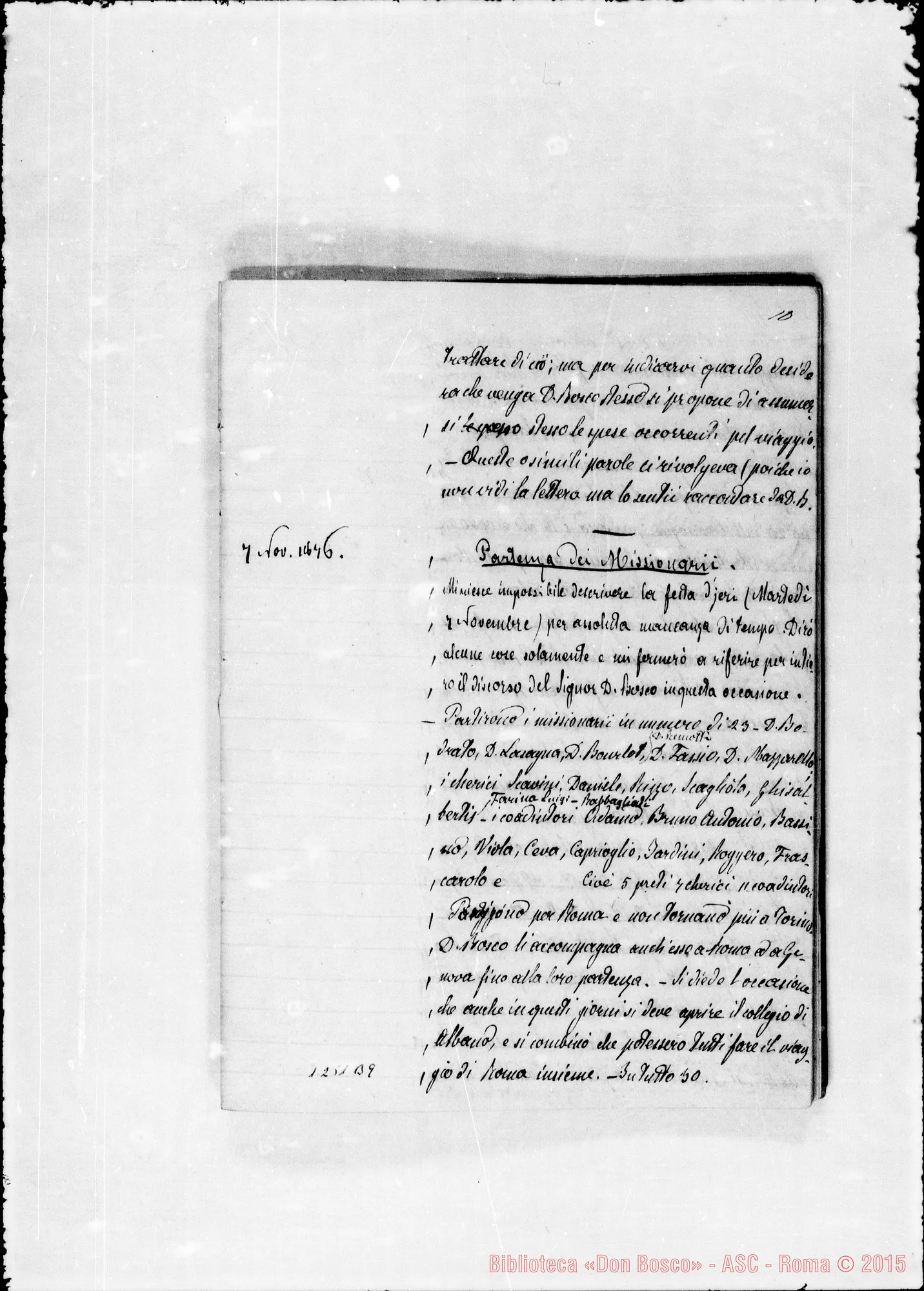 Fotogramma B 9 — Barberis Giulio, sac. SDB: Conferenze di D. Bosco ai Soci, ai missionari…