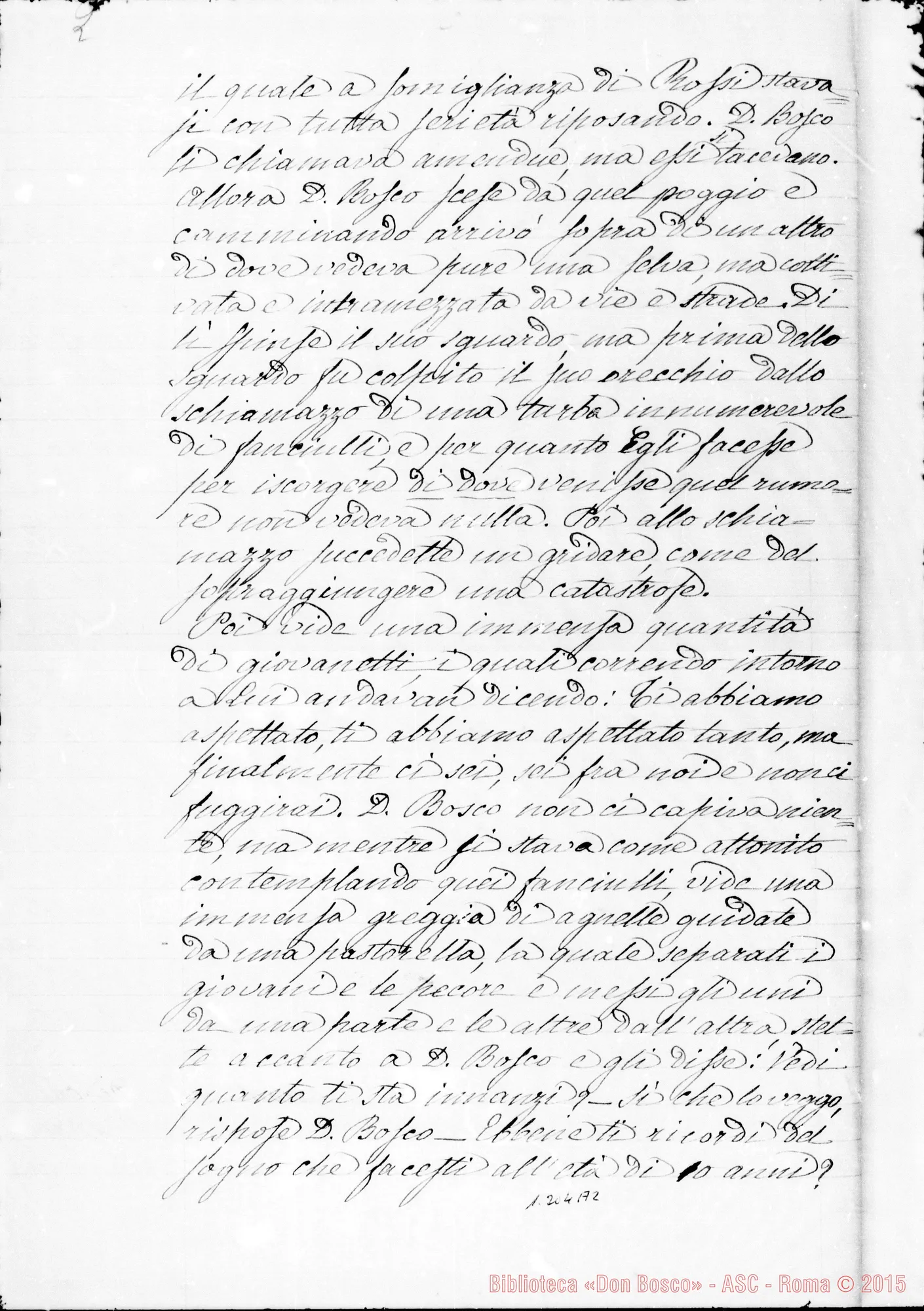 Fotogramma A 2 — Berto Gioachino: «Sogni o visioni di D. Bosco con… profezie esposti da lui medesimo, da me accennati nella deposizione… processo…»