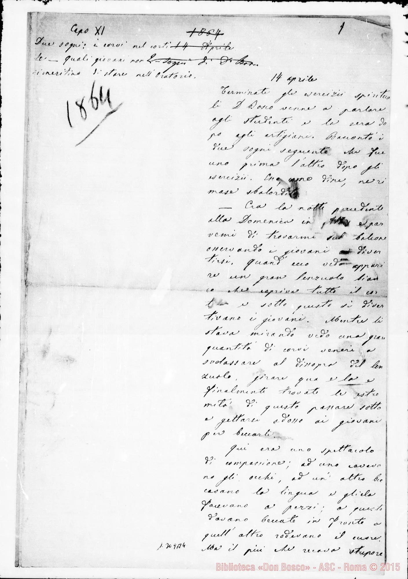 Fotogramma A 4 — Anno 1864. Raccolta ms. di D. Lemoyne