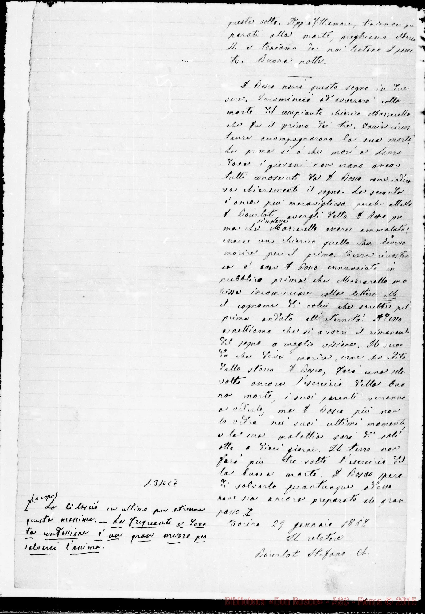 Fotogramma C 7 — Anno 1867. Raccolta ms. di D. Lemoyne