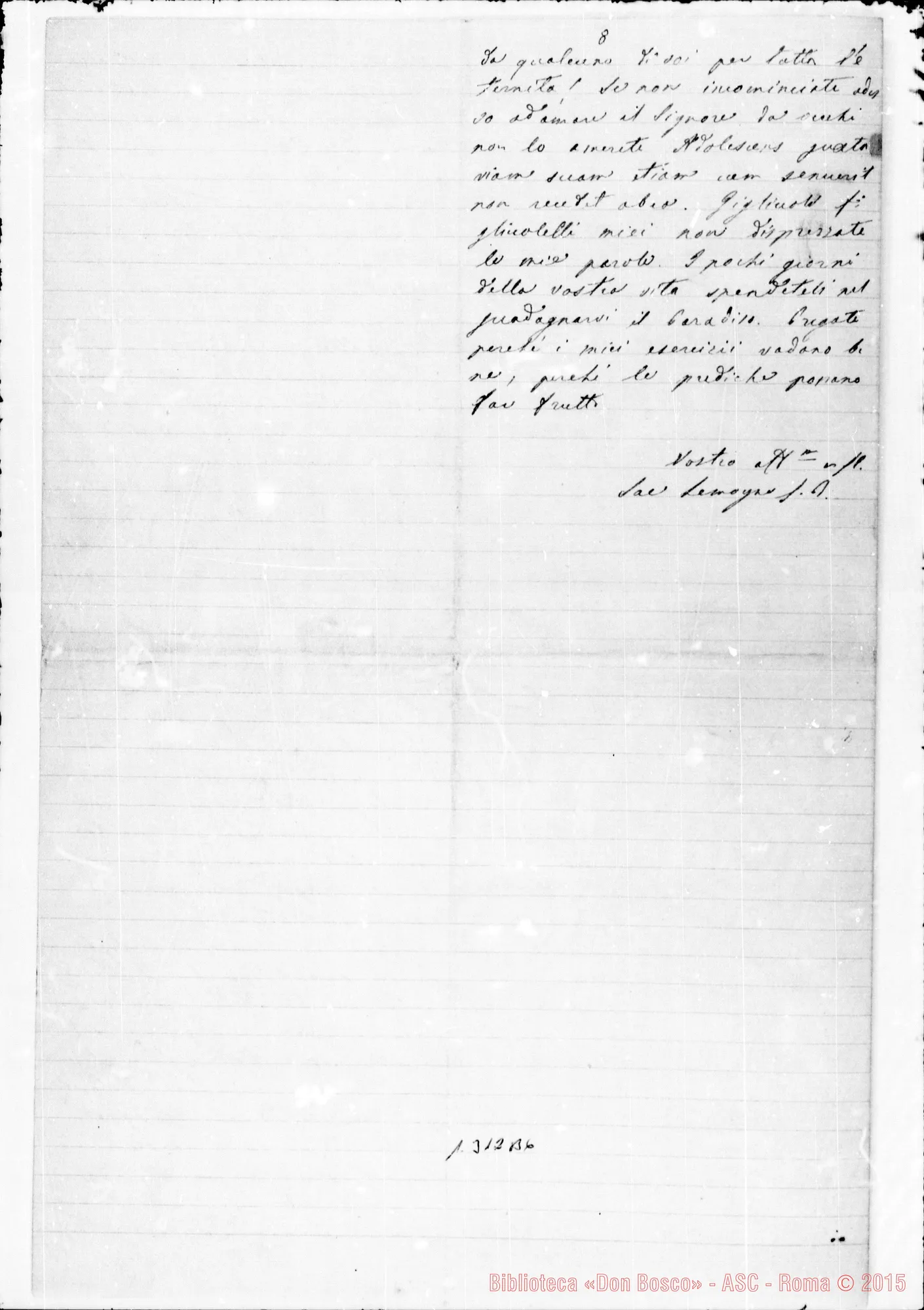 Fotogramma B 6 — Anno 1868. Lettera A D. Sala. Ms. originali Lemoyne ed altri
