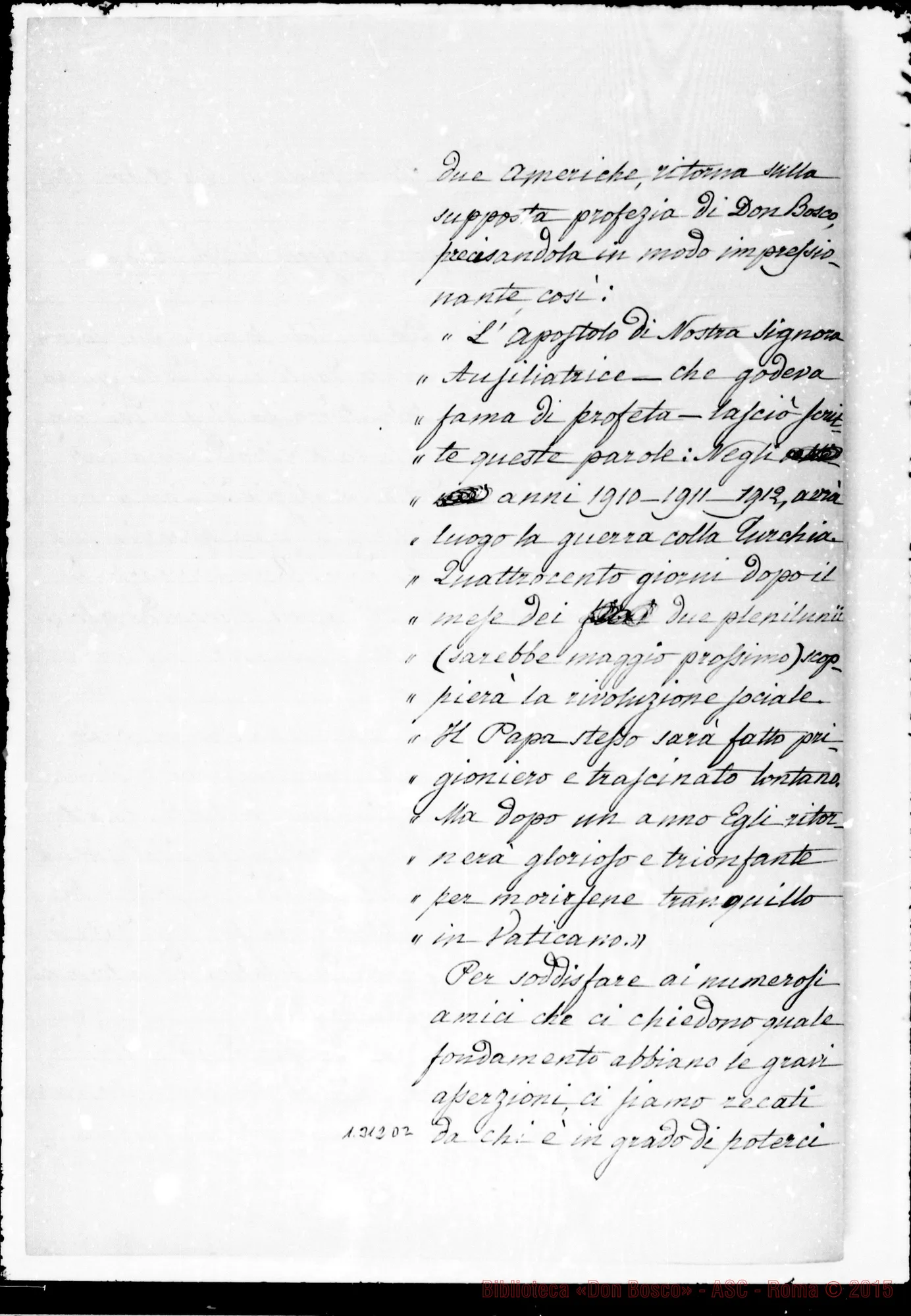 Fotogramma D 2 — Anno 1870. Diverse ms. E dattilografate