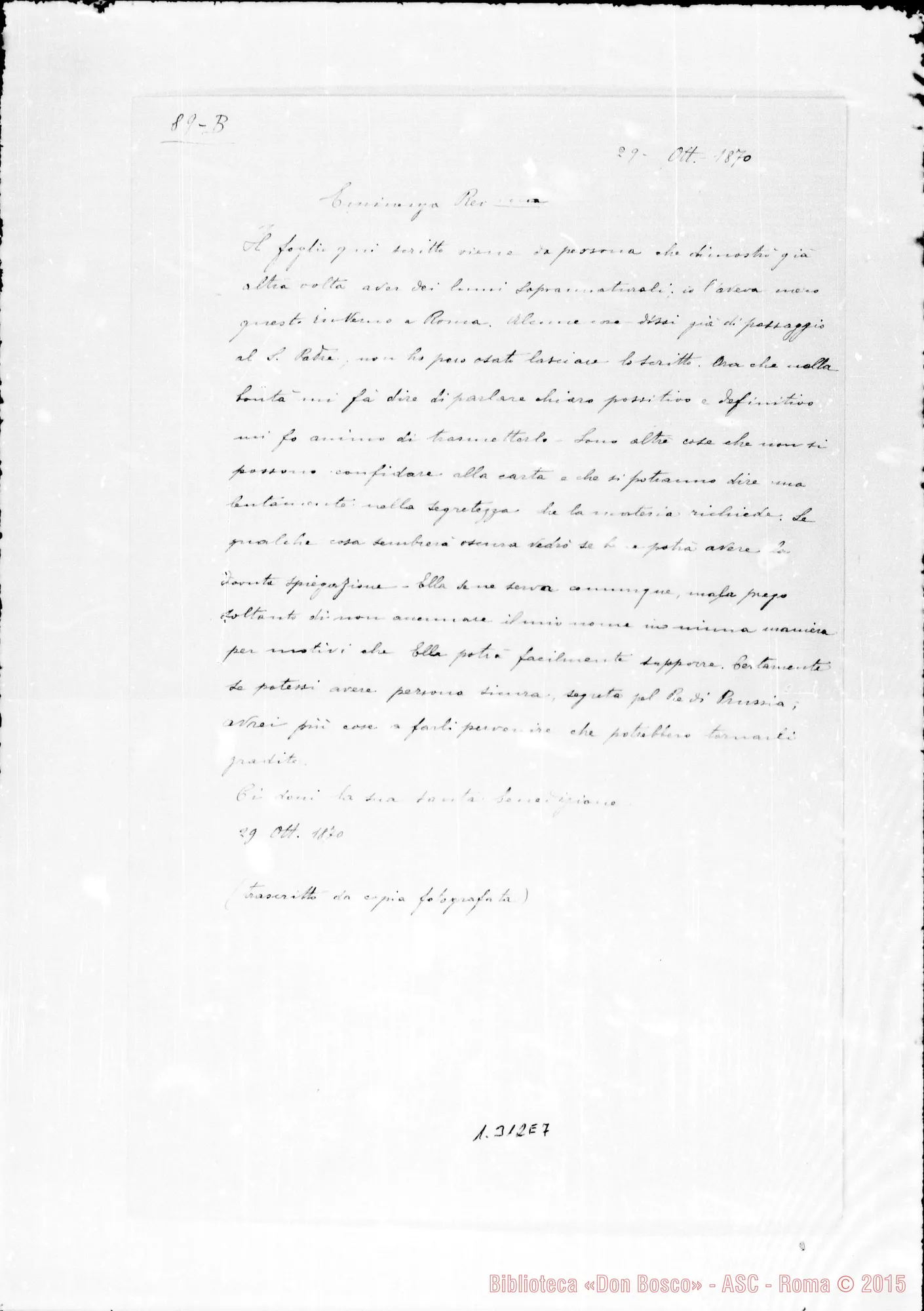 Fotogramma E 7 — Anno 1870. Diverse ms. E dattilografate