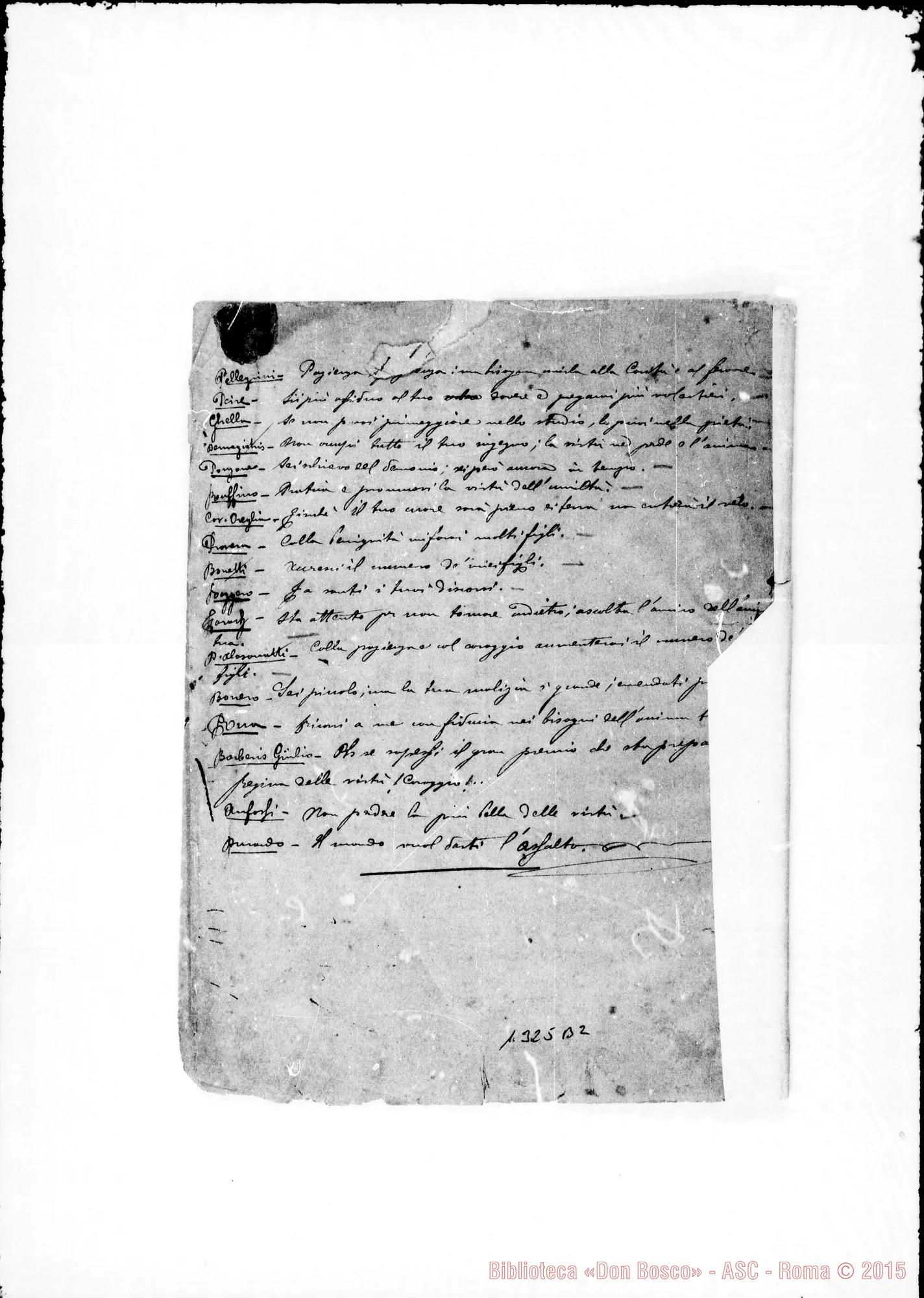 Fotogramma B 2 — Quaderno: «Visioni dell’amato Padre D. Bosco»