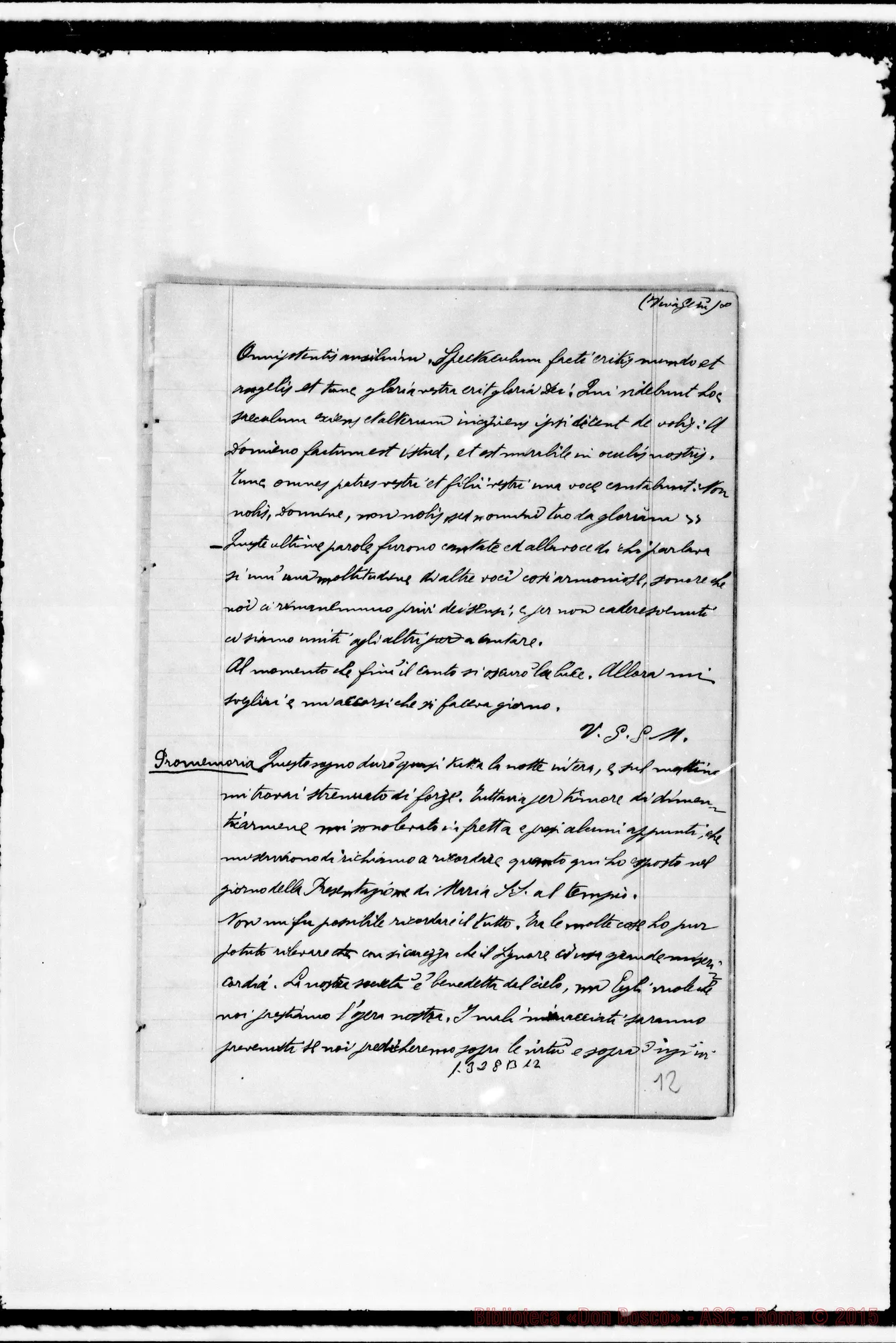 Fotogramma B 12 — Pagella Giovanni, sac. SDB: Quaderno con sogni di D. Bosco