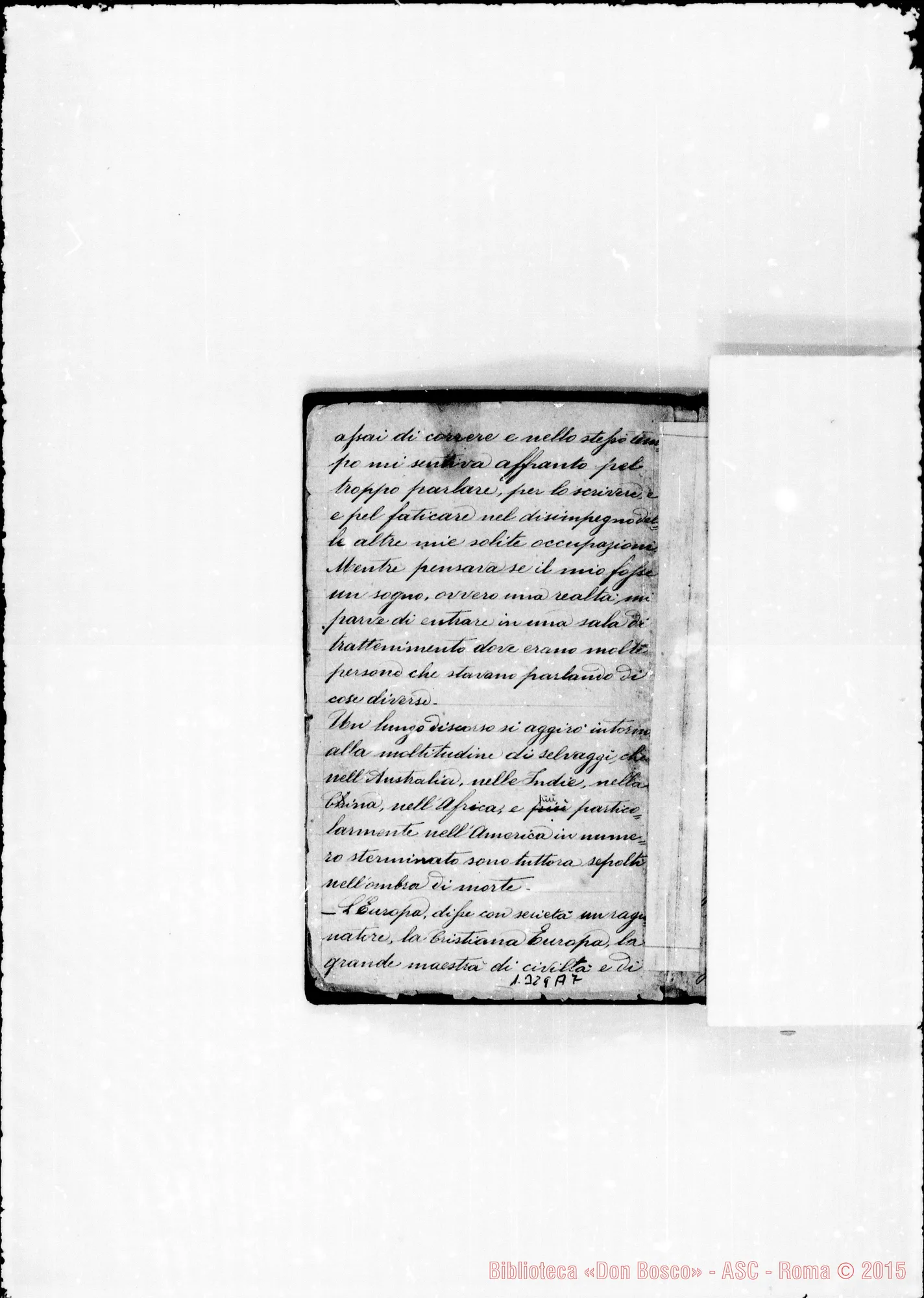 Fotogramma A 7 — Piccollo Francesco, sac. SDB: «Quaderno con sogni di D. Bosco…»