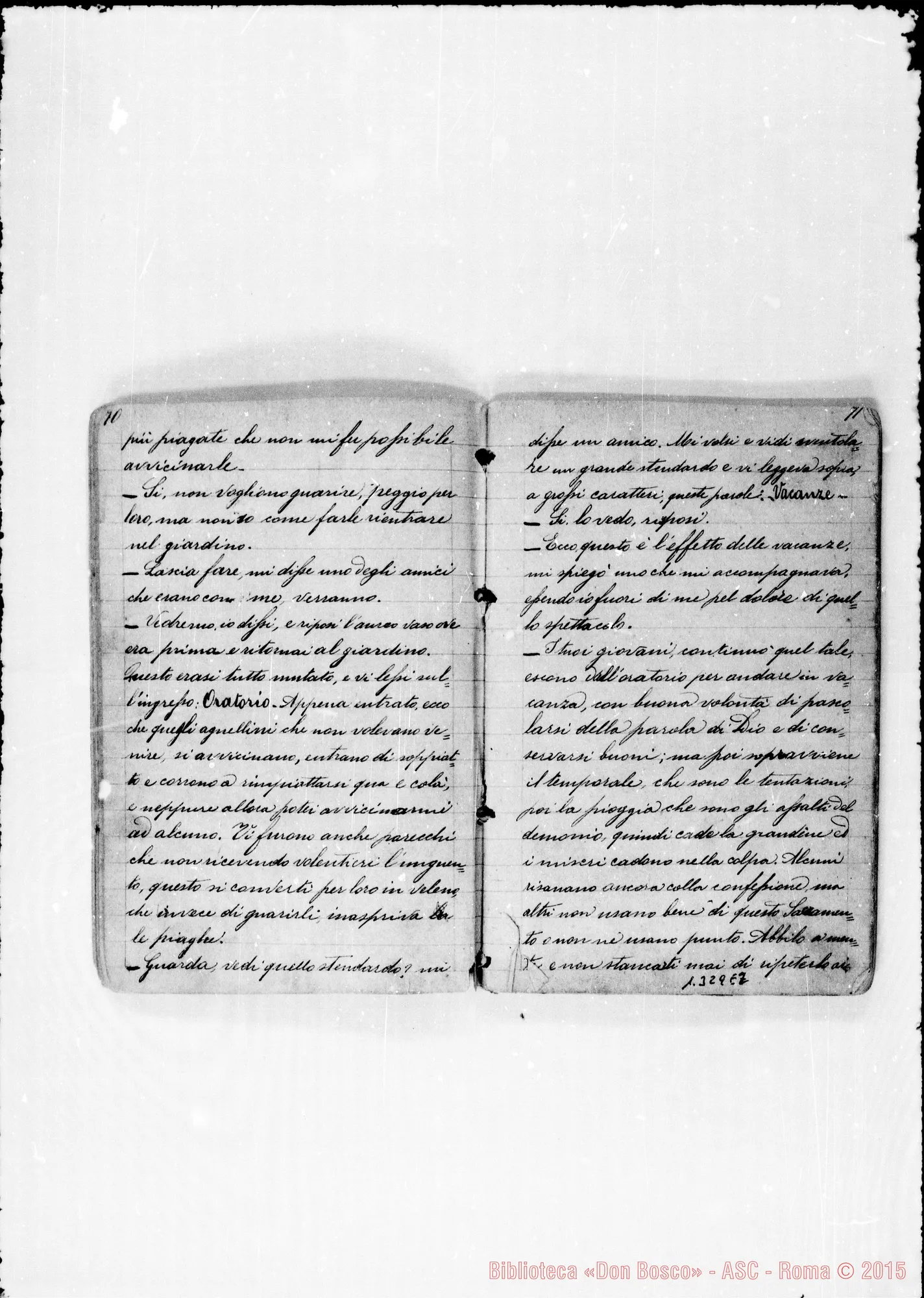 Fotogramma E 2 — Piccollo Francesco, sac. SDB: «Quaderno con sogni di D. Bosco…»