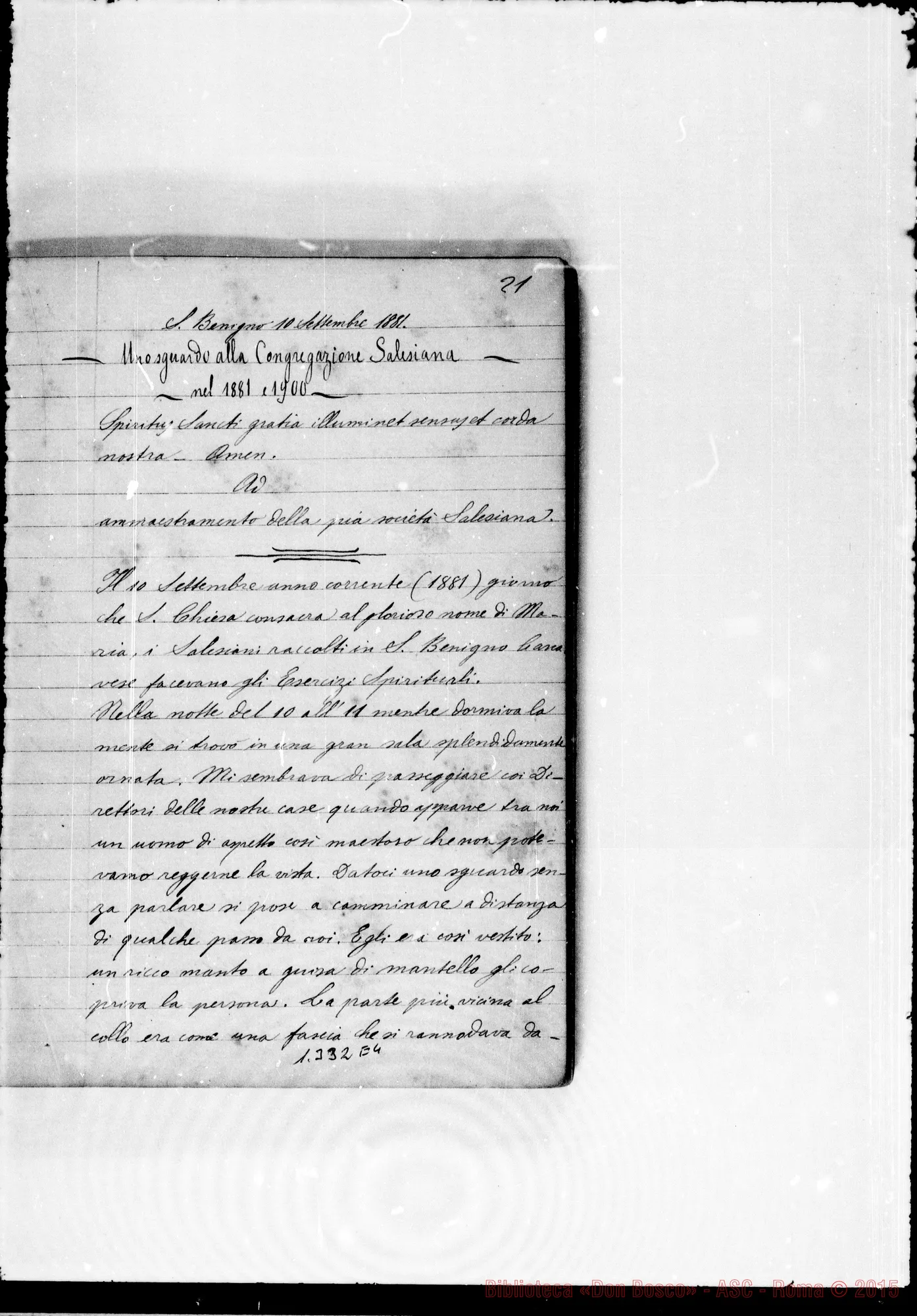 Fotogramma E 4 — Rinaldi Filippo, sac. SDB: Sogni: un quaderno. Ms. d’altro