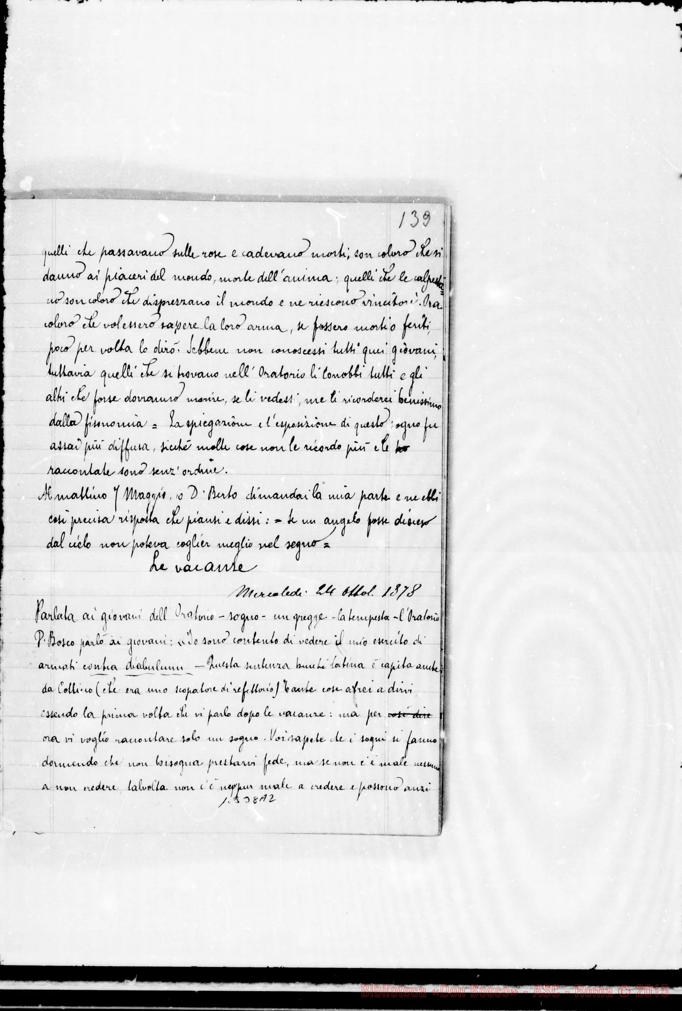 Fotogramma A 2 — Speroni Angelo, sac. SDB: Sogni di D. Bosco raccolti in due quaderni