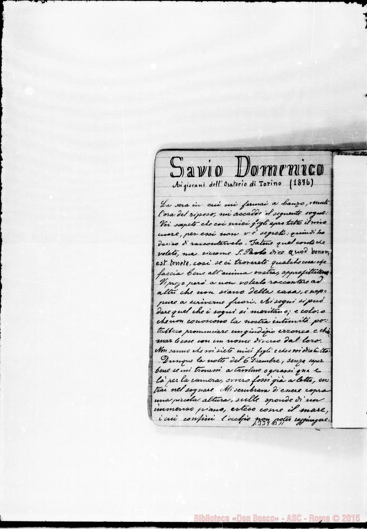 Fotogramma B 11 — Vignolo Vincenzo, sac. SDB: Due quaderni: I: «Mirabilis Dominus…»