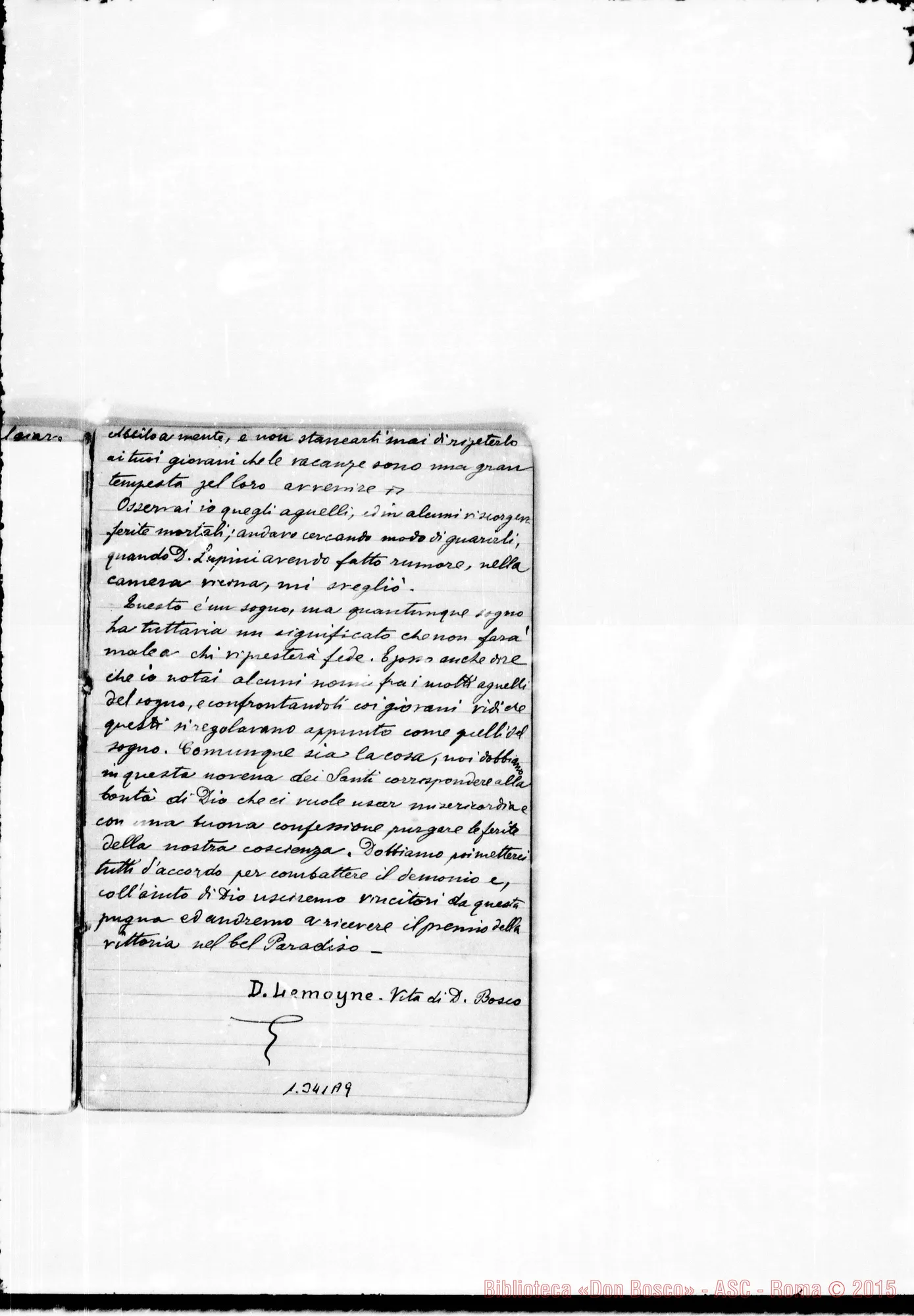 Fotogramma A 9 — Vignolo Vincenzo, sac. SDB: Due quaderni: I: «Mirabilis Dominus…»