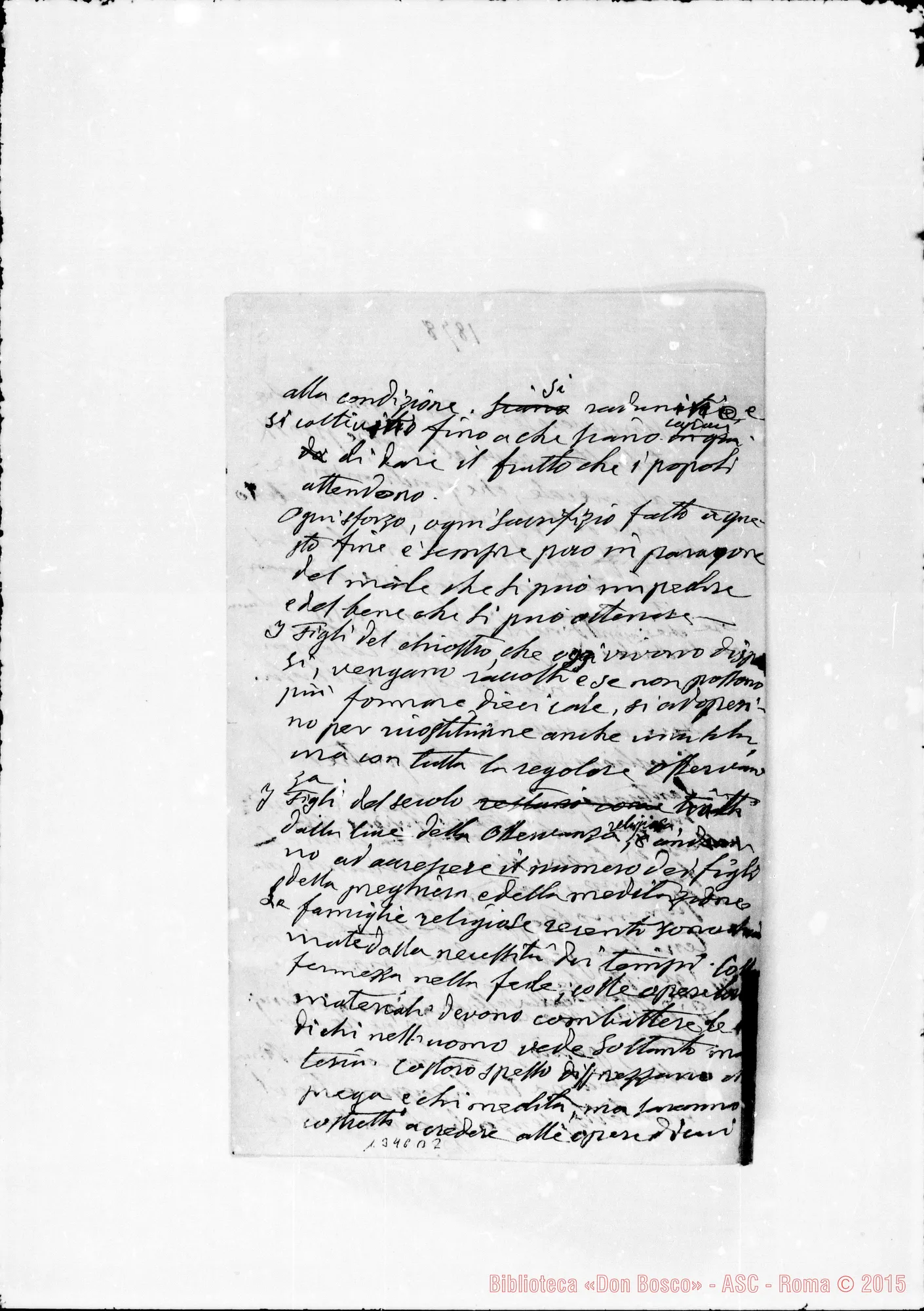 Fotogramma B 2 — «Un povero servo…» 1878 Ms. autogr. Bosco