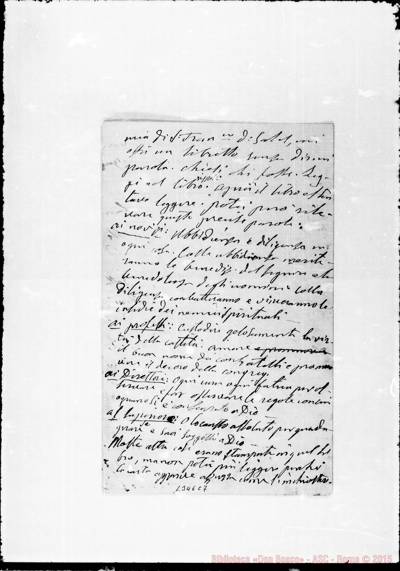 Fotogramma C 7 — «Cose future per le vocazioni». 9 maggio 1879. Ms. autogr. Bosco