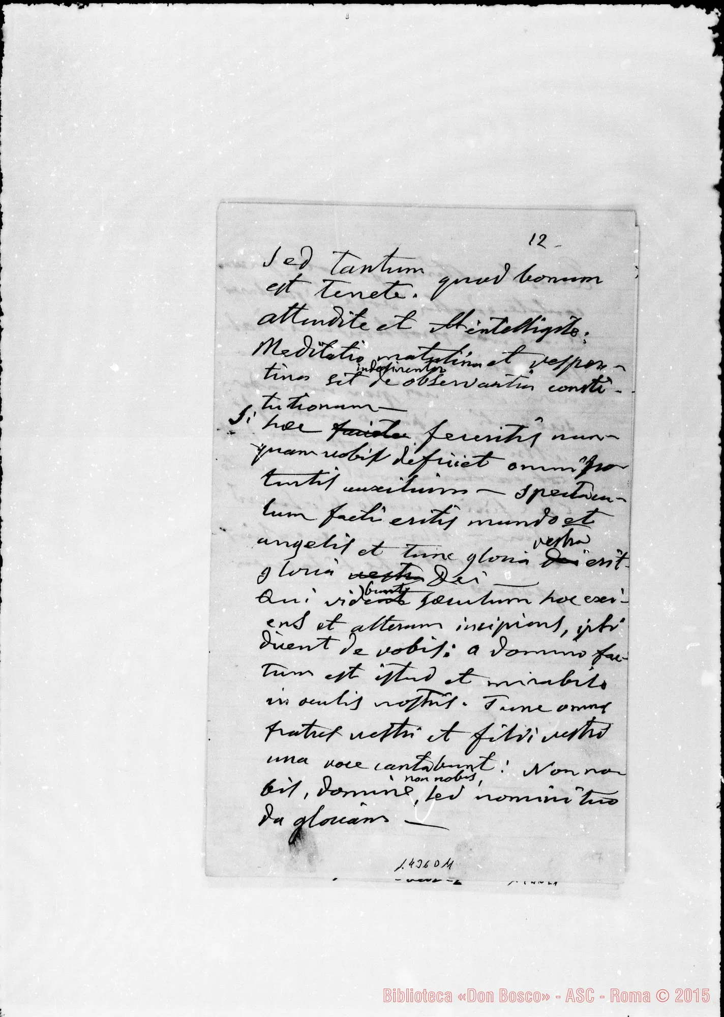 Fotogramma D 11 — «Spiritus Sancii gratia…» Sulla Pia Società Salesiana. 10-9-1881. Ms. autogr. Bosco