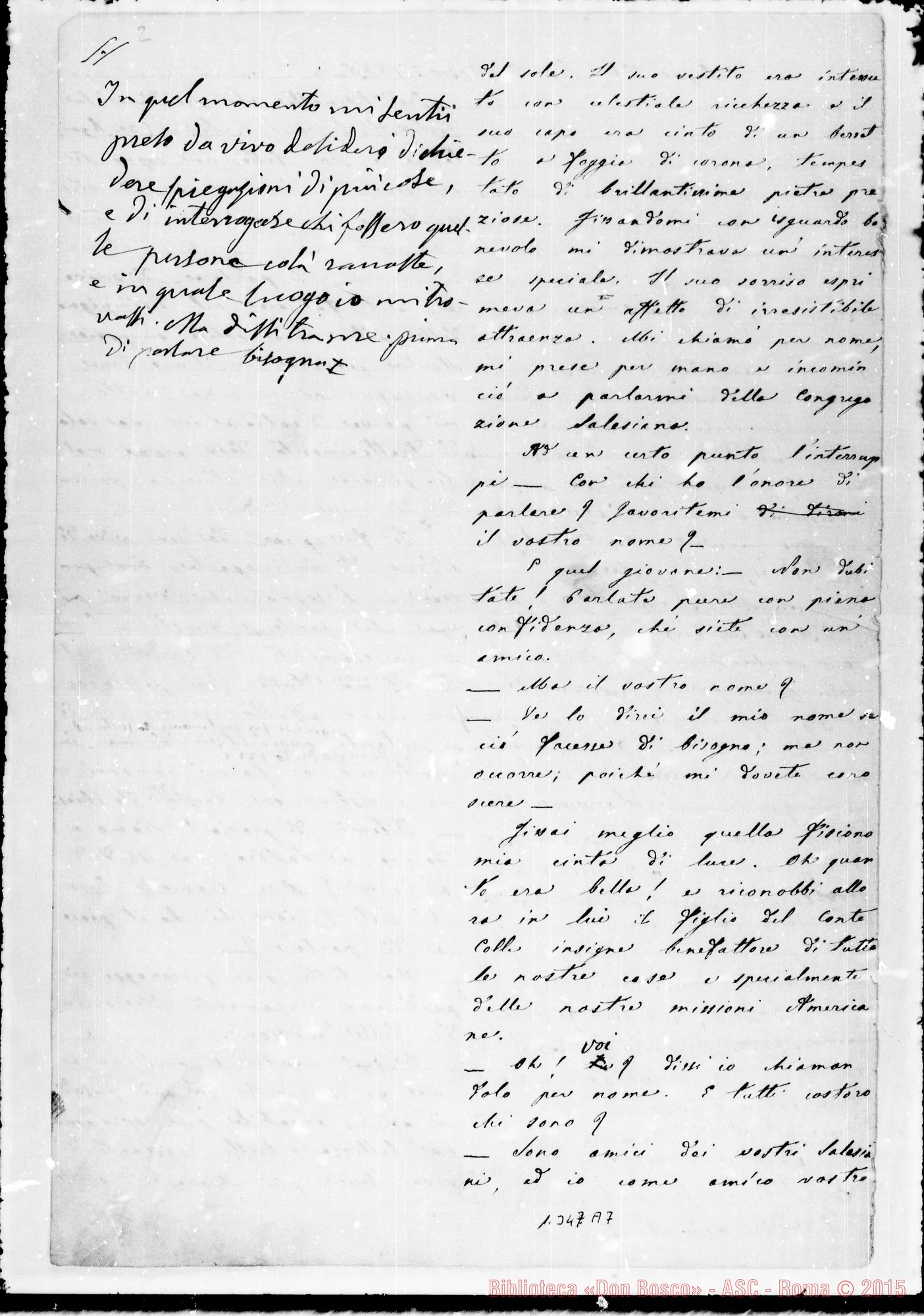 Fotogramma A 7 — Sogno del Sig. D. Bosco. Ms. Lemoyne con correz. E aggiunte Bosco.