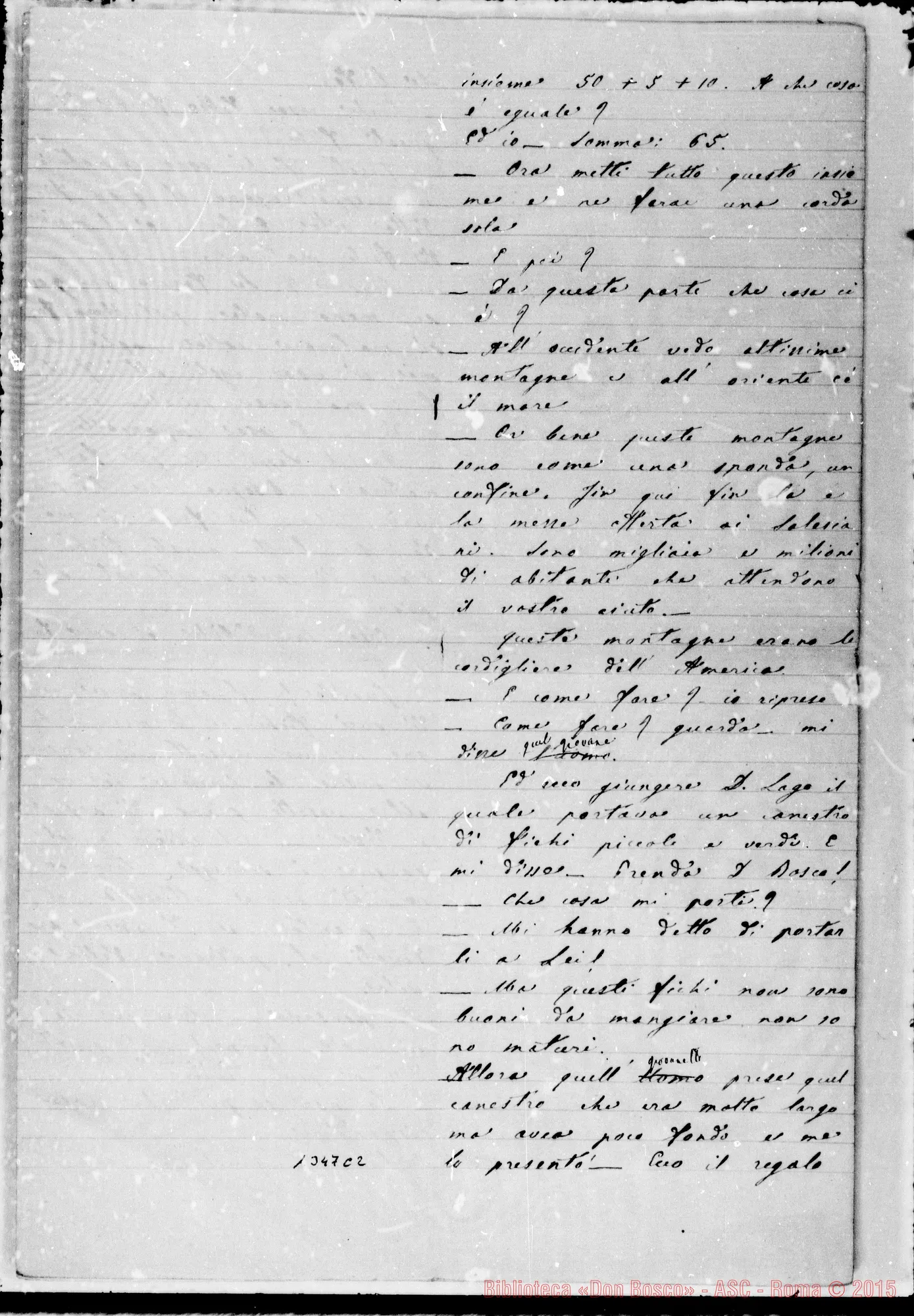 Fotogramma C 2 — Sogno del Sig. D. Bosco. Ms. Lemoyne in copia pulita. 1883