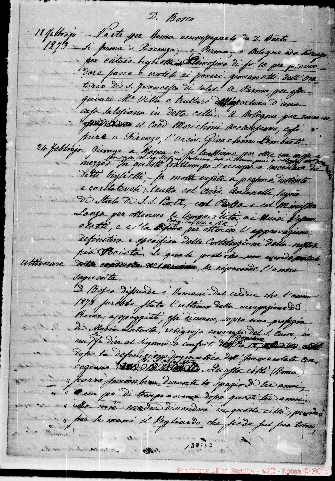 Fotogramma D 7 — 1873: Relazione di D. Berto