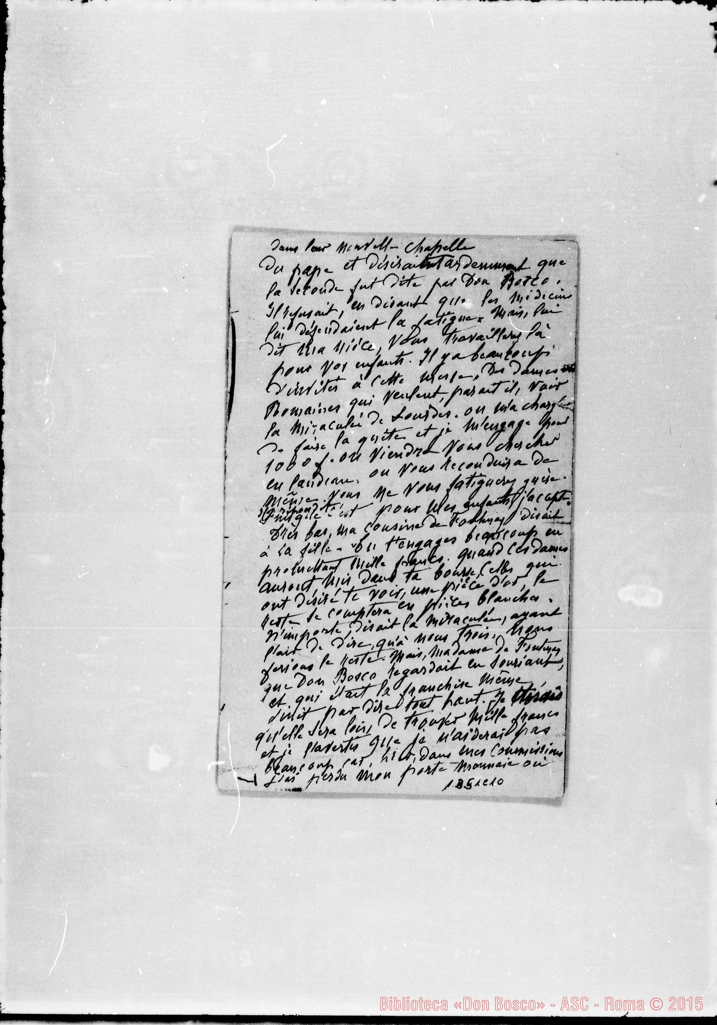 Fotogramma C 10 — 1884: Lettera: Fontenay-Mon Révérend Pére
