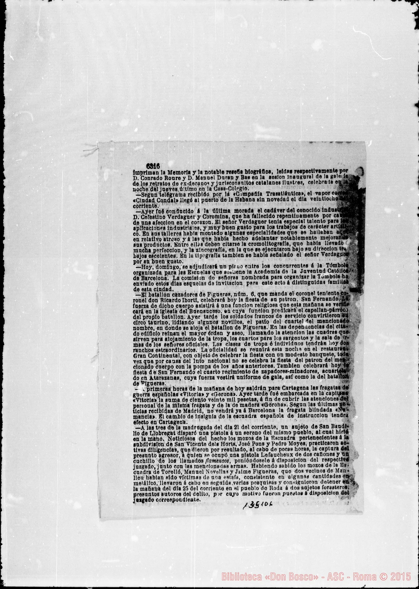 Fotogramma D 6 — SPAGNA: 1886: Copia di ritagli dei giornali sul soggiorno A Barcellona