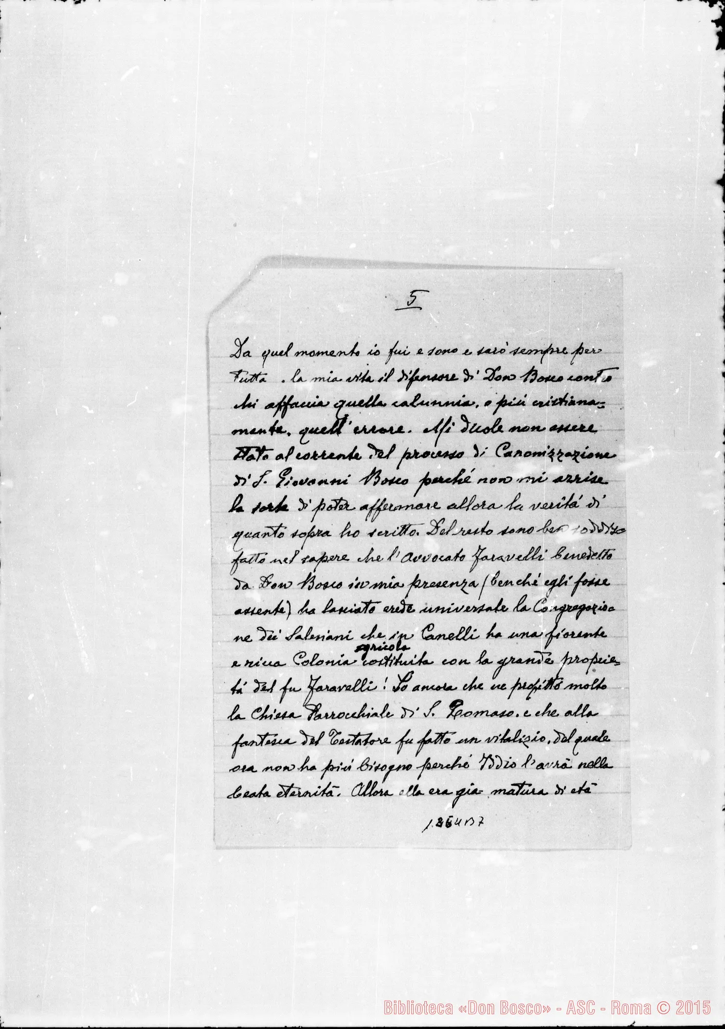 Fotogramma B 7 — Lettera del Teol. Siri Bernardo