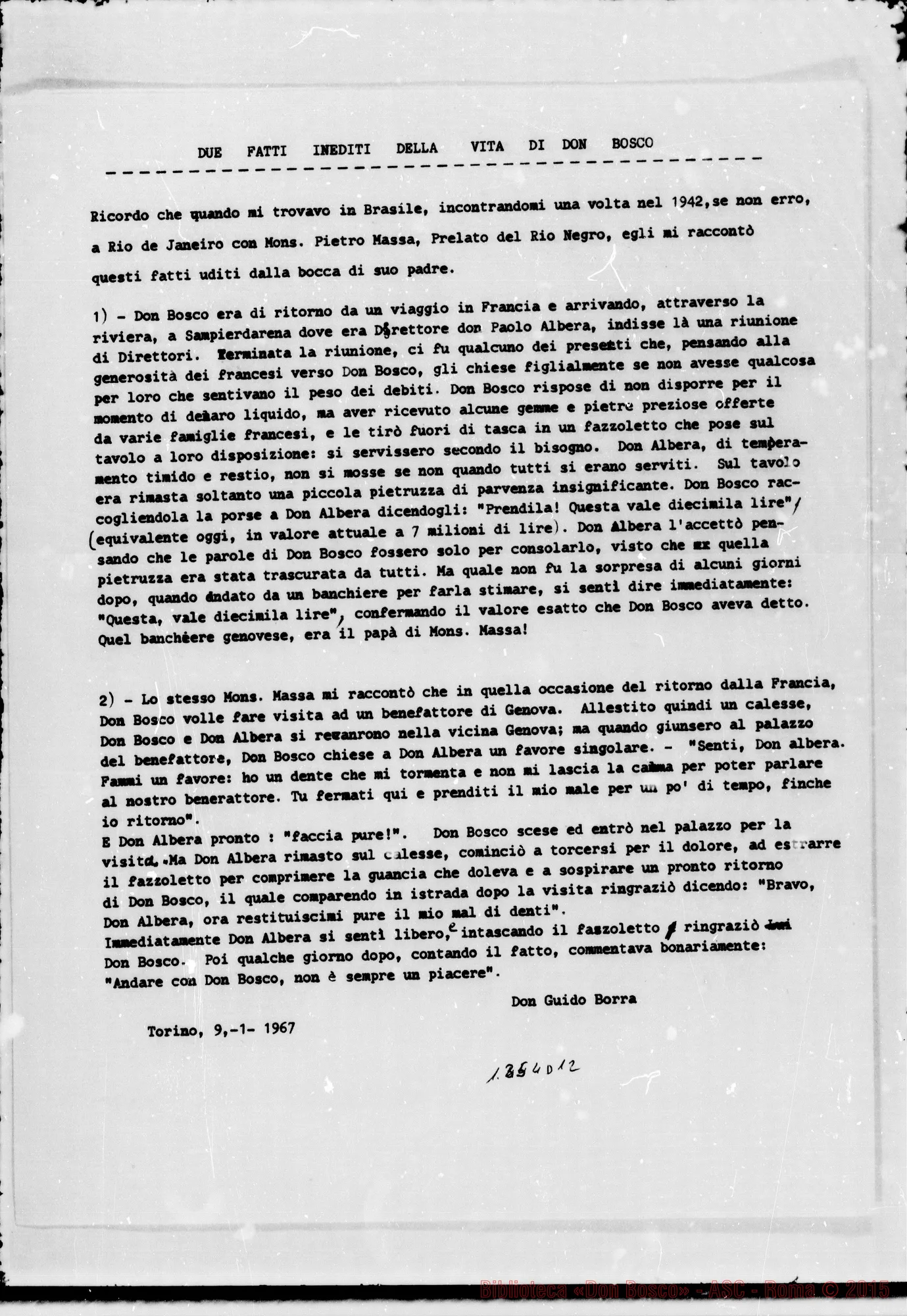 Fotogramma D 12 — D. Bosco E la Famiglia Massa. Lettera di D. Guido Bordas