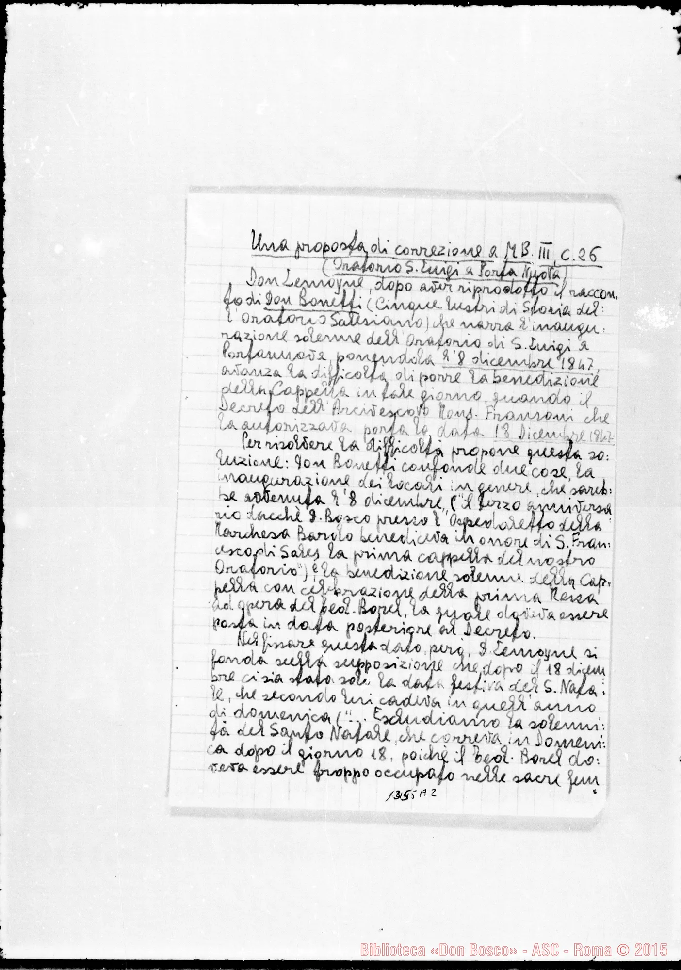 Fotogramma A 2 — Rettifica di cronologia