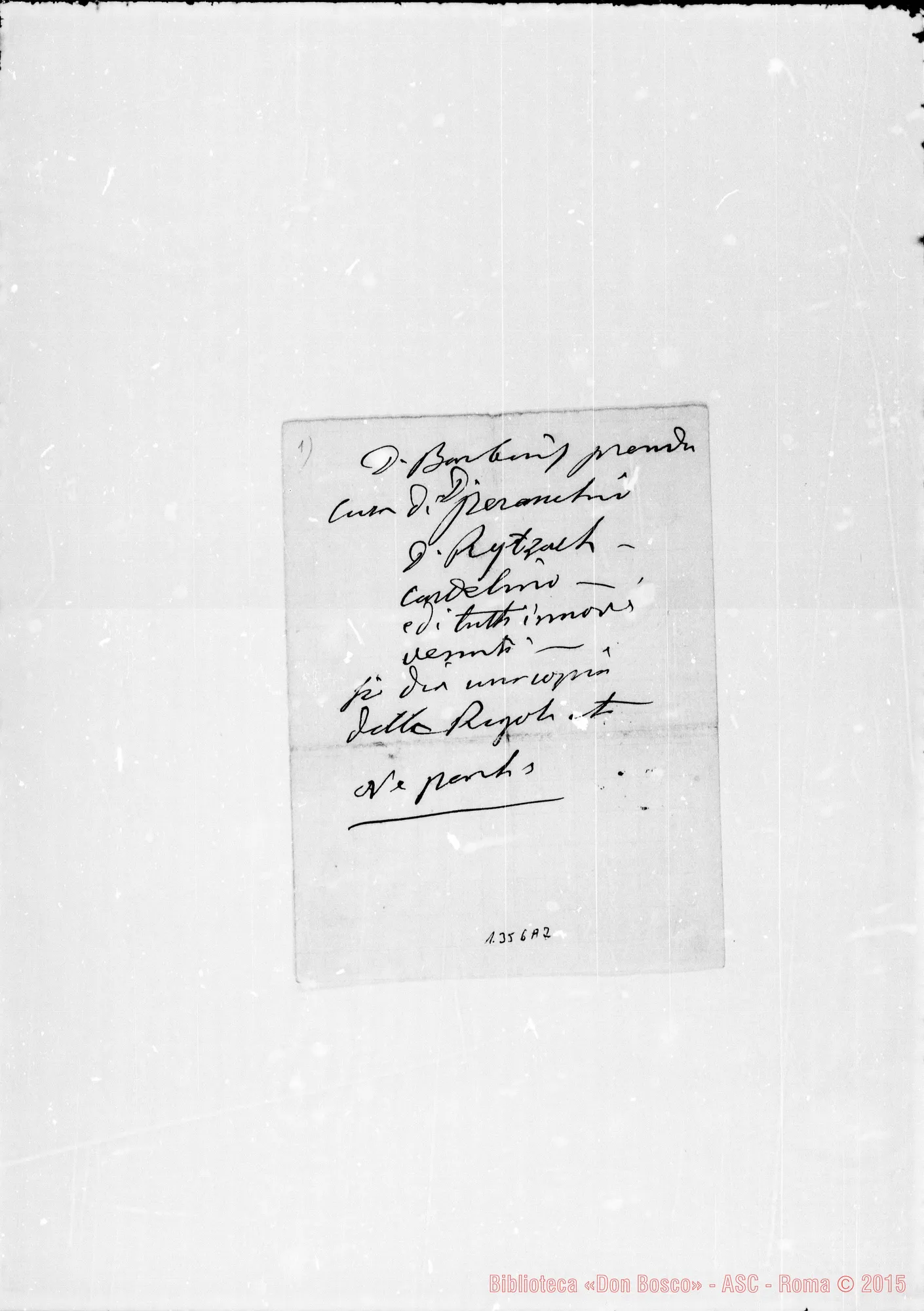 Fotogramma A 7 — «Prenda cura di Perenchio…» Ms. autogr. Bosco