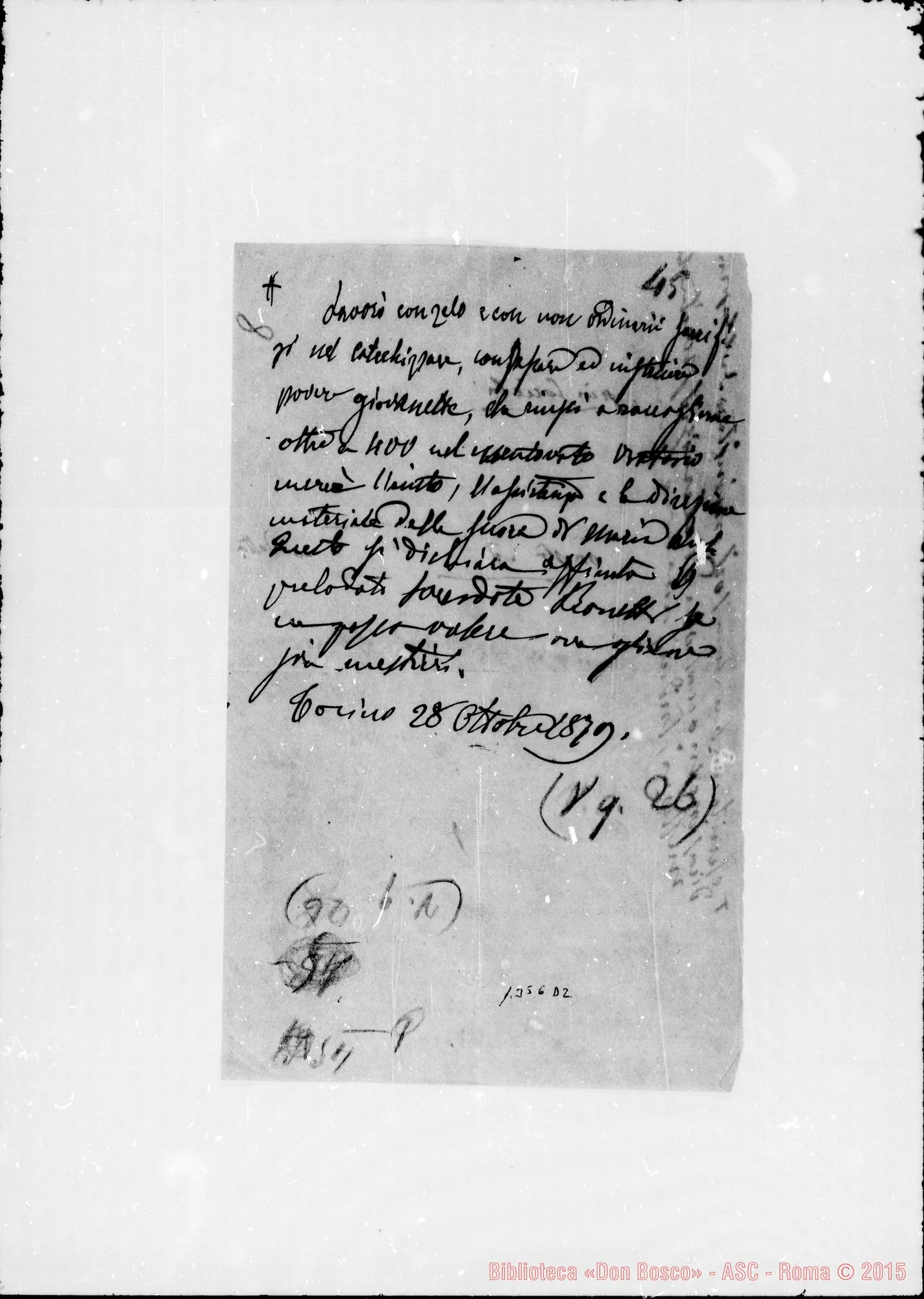 Fotogramma D 2 — Attestato A D. Bonetti. Ms. autogr. Bosco
