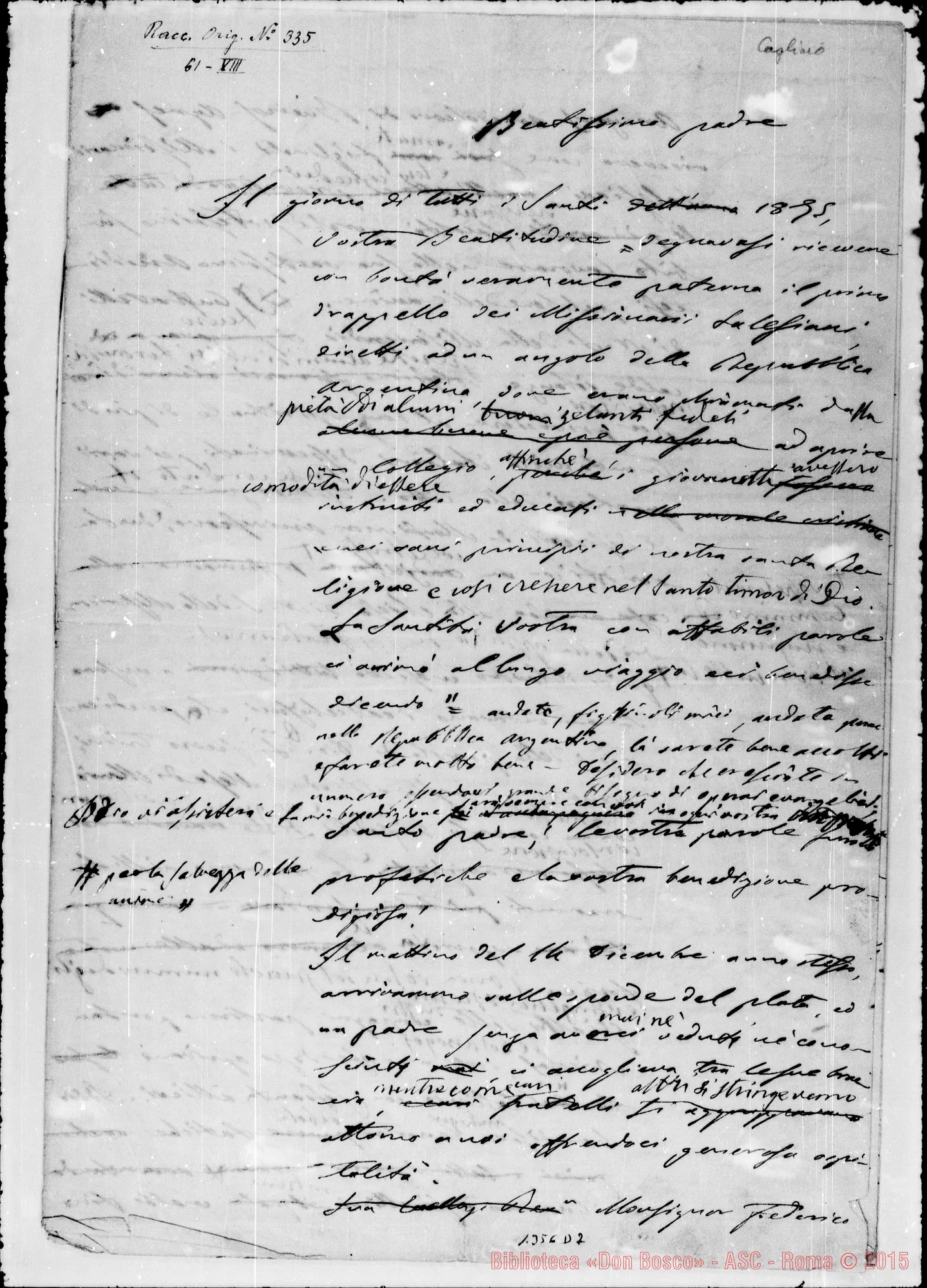 Fotogramma D 7 — Cagliero: Relazione sulle missioni deN’America. Correz. autogr. Bosco