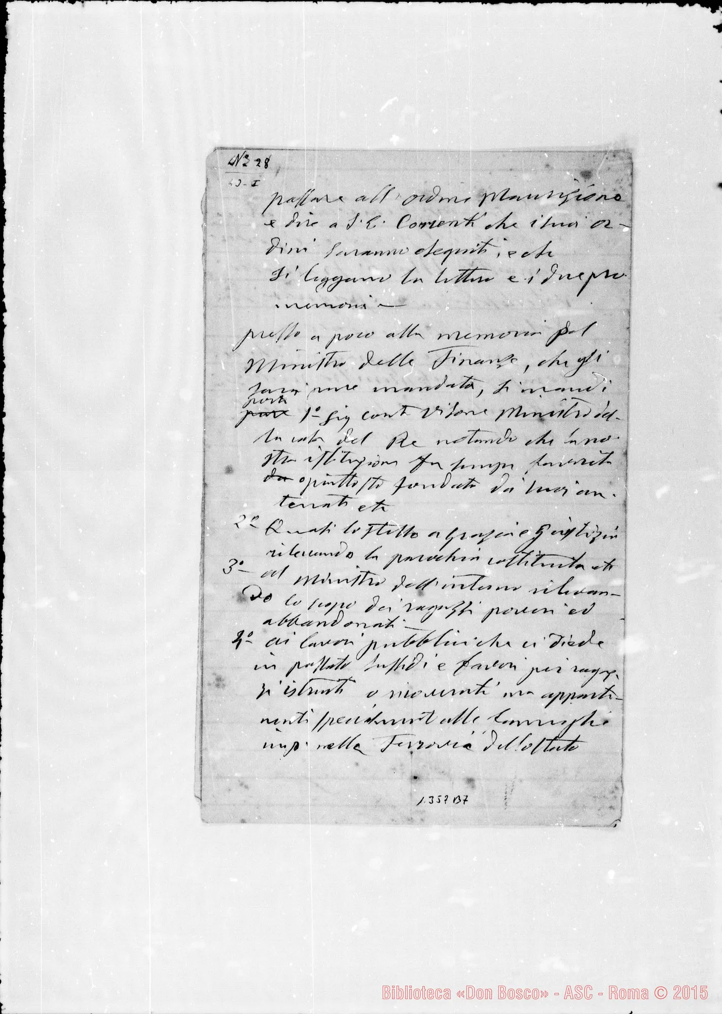 Fotogramma B 7 — «Passare all’Ordine Mauriziano…» Ms. autogr. Bosco
