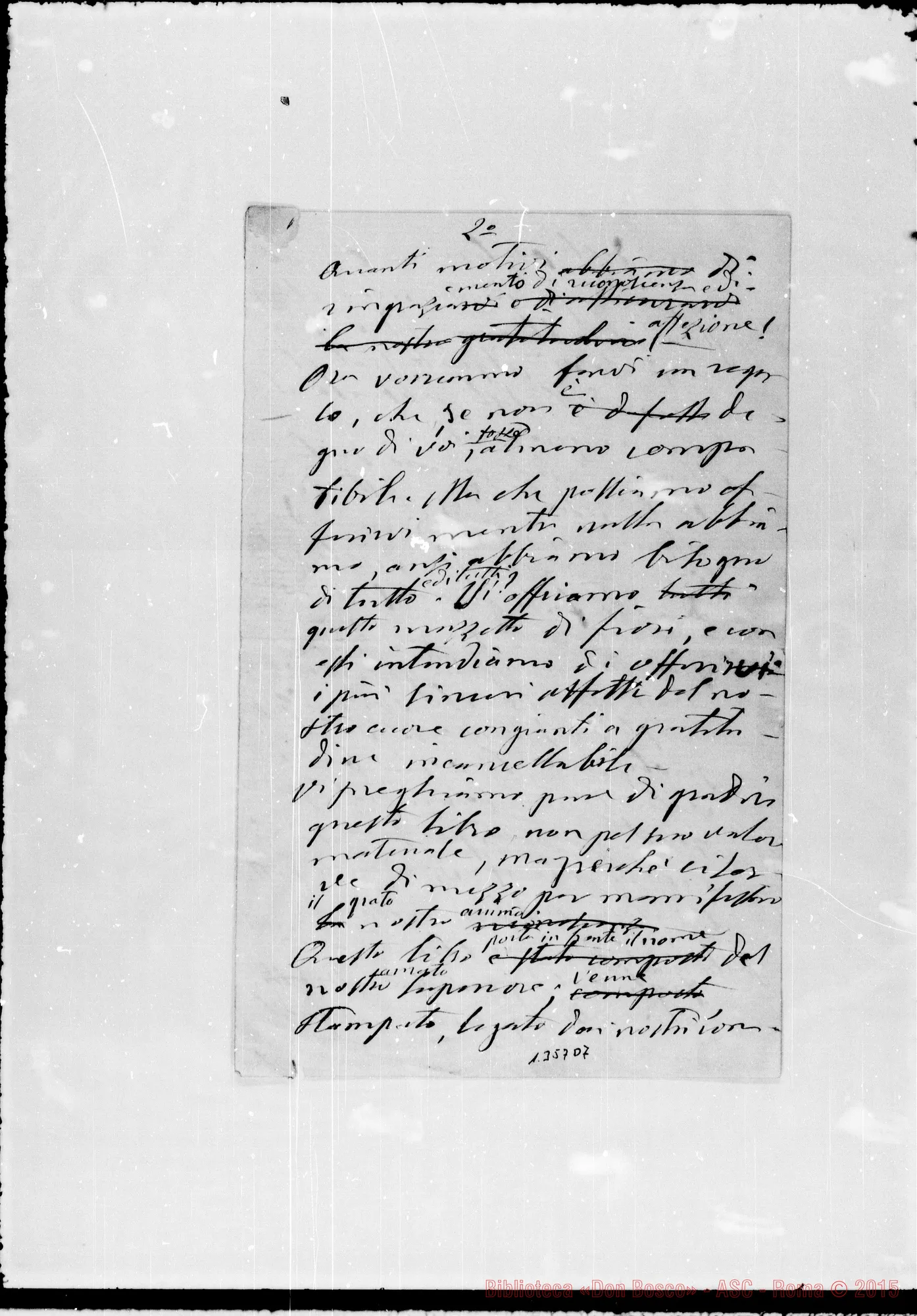 Fotogramma D 7 — Frisetti: «Al benemerito Sig. cav…» Ms. autogr. Bosco