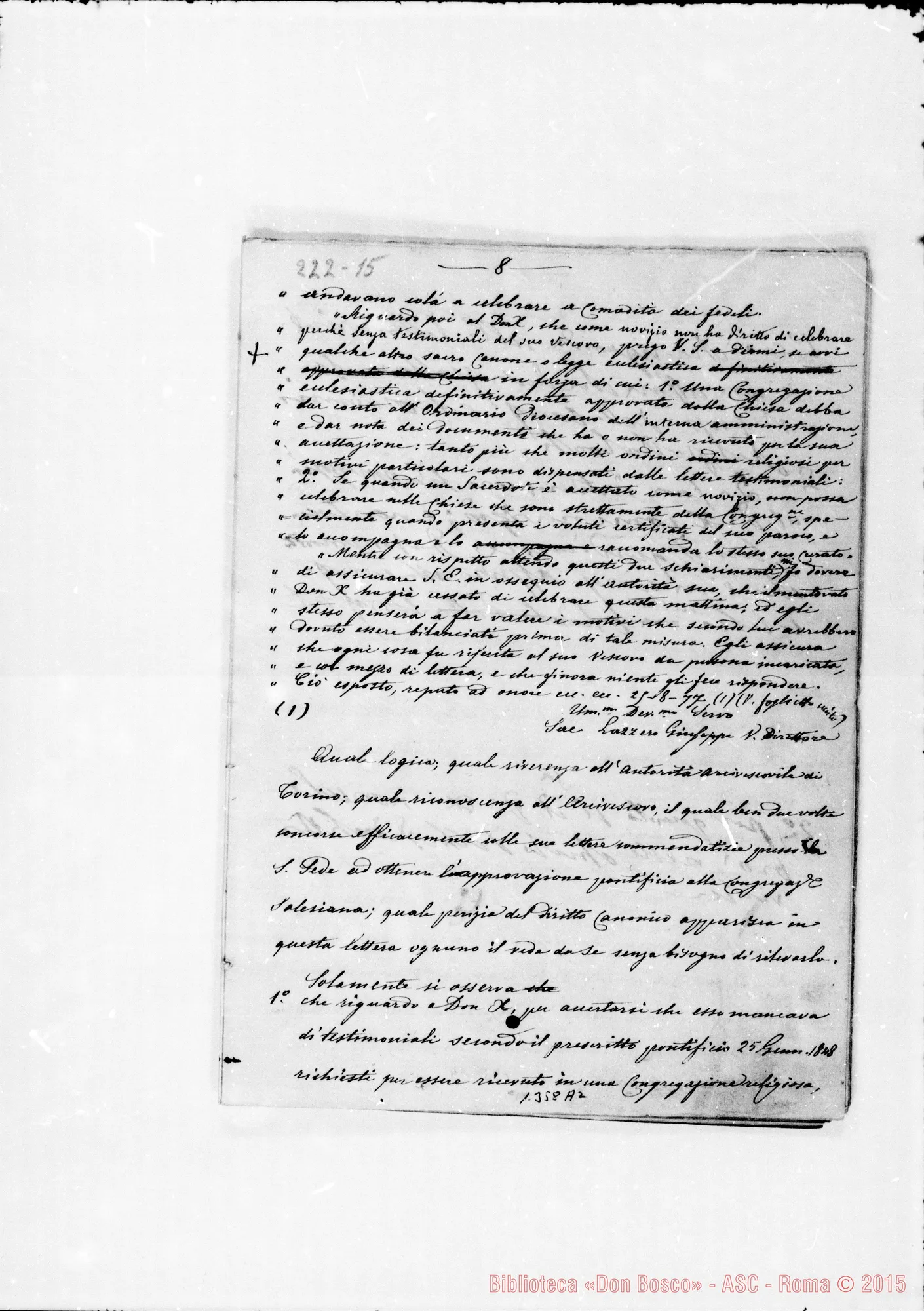 Fotogramma A 2 — Gastaldi: L’Arciv. di Torino E la Congr. Sai. Copia con aggiunte autogr. Bosco