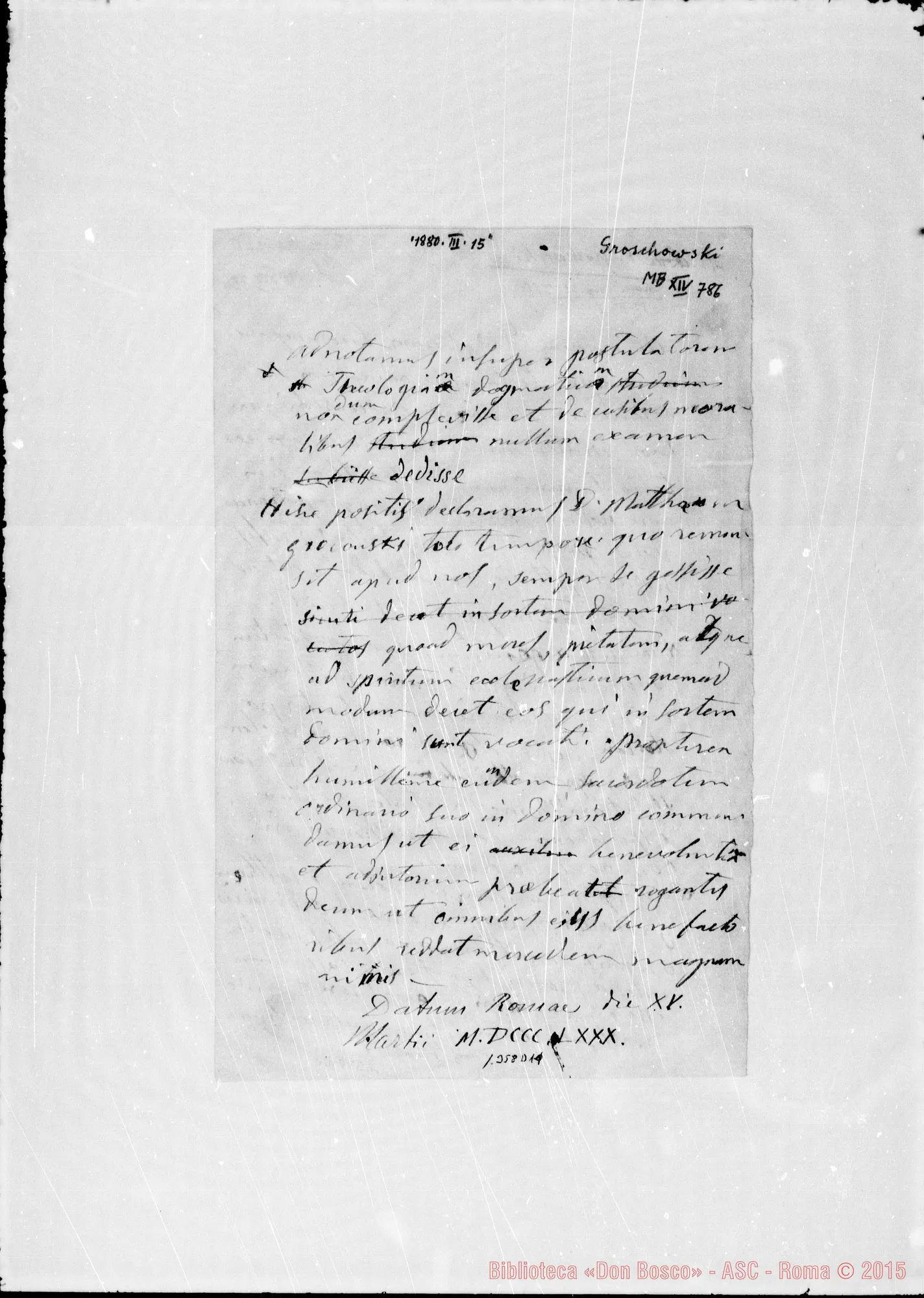 Fotogramma D 11 — Groschowski: Minuta: «Adnotamus…» Ms. autogr. Bosco