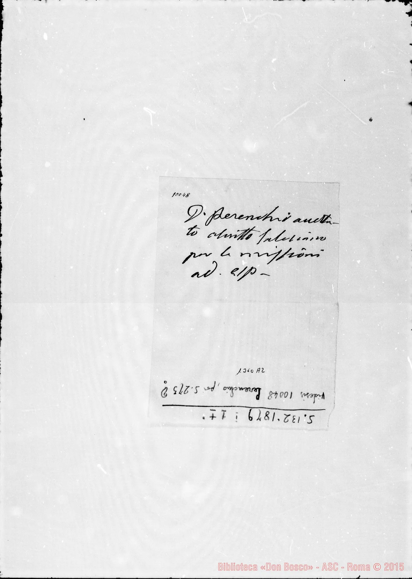 Fotogramma A 2 — Perenchio: D. Bosco accetta Perenchio. Ms. autogr. Bosco