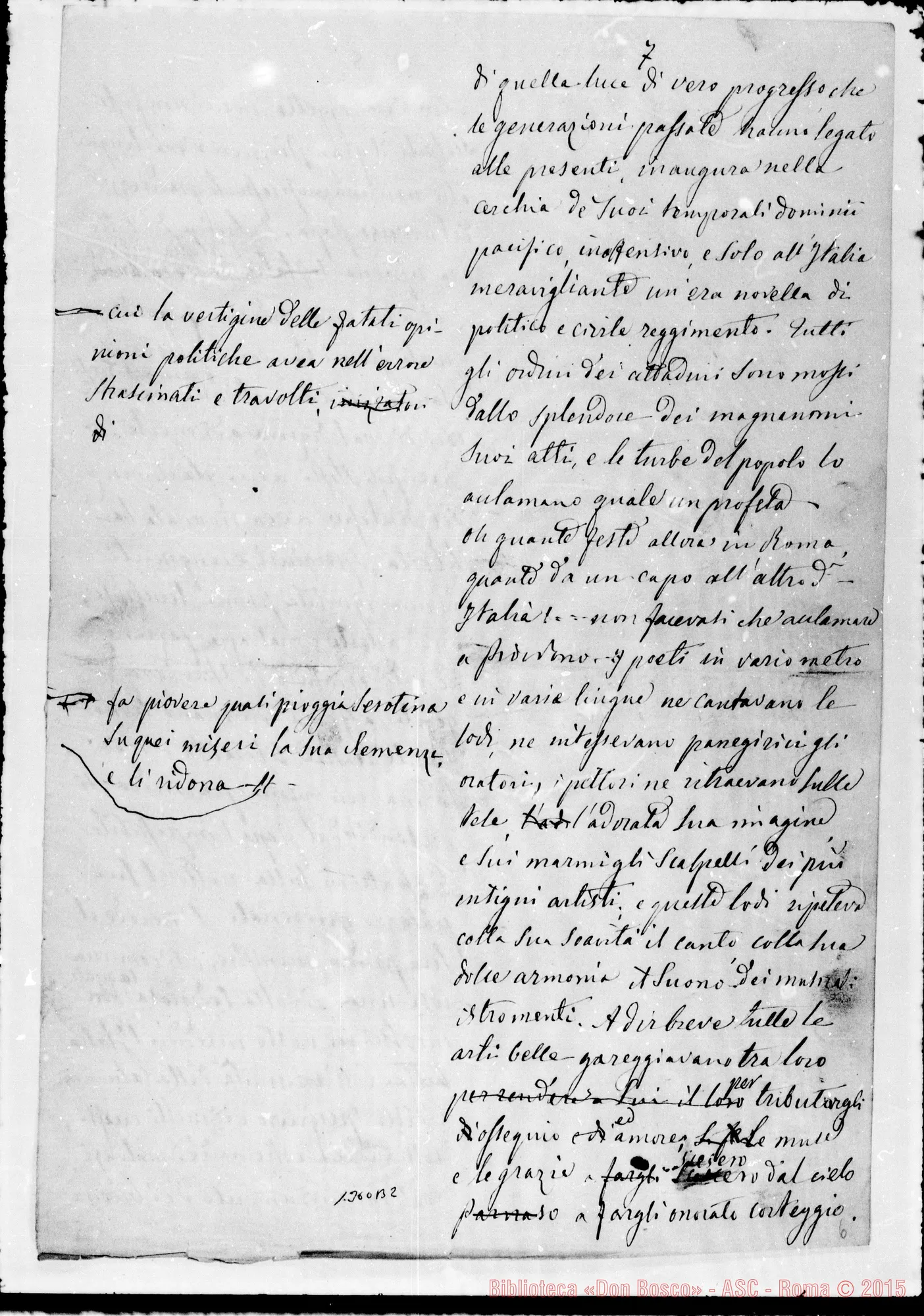 Fotogramma B 2 — Pio IX: Al Santo Padre la Congregaz. Salesiana. Ms. con correz. Bosco