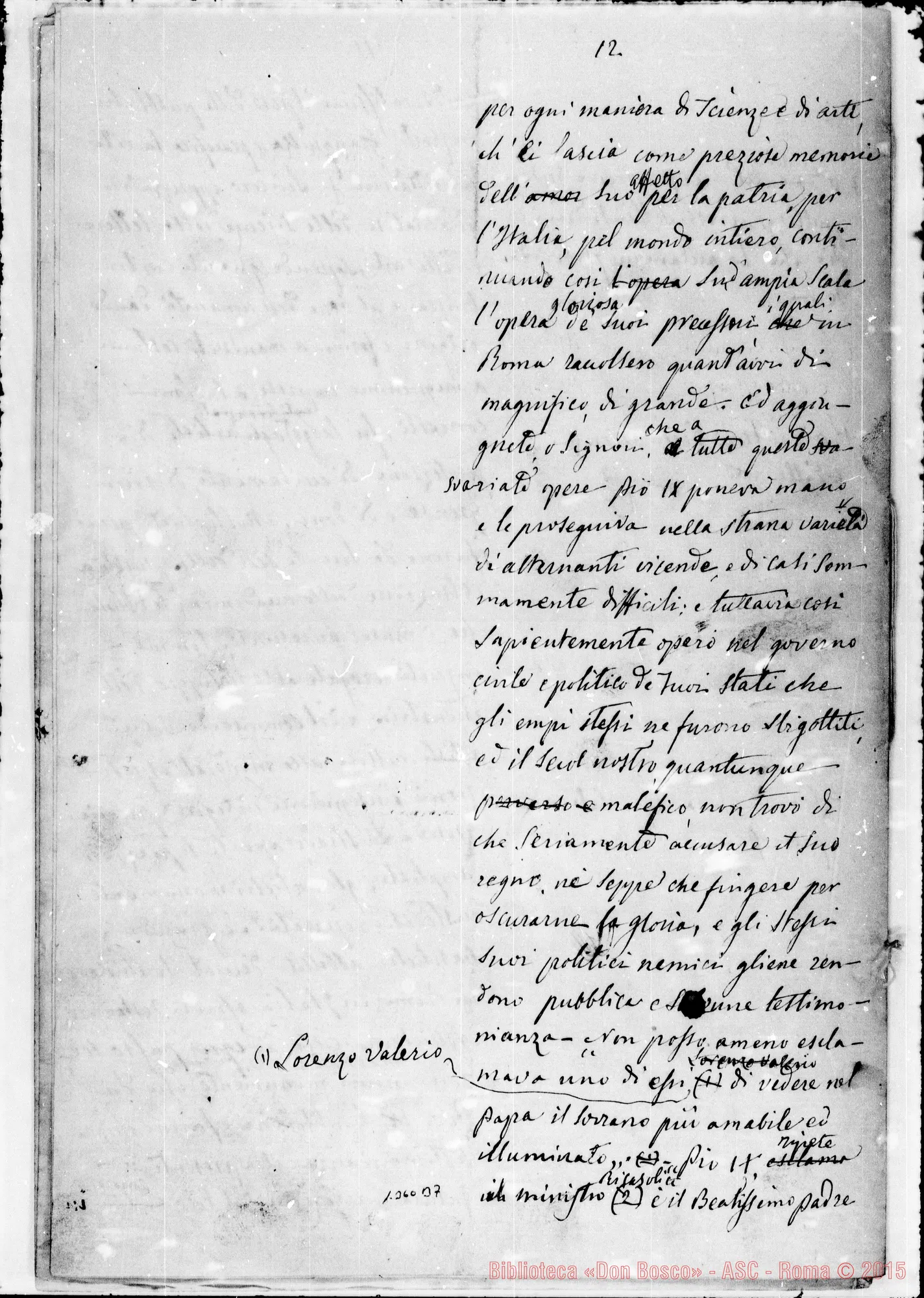 Fotogramma B 7 — Pio IX: Al Santo Padre la Congregaz. Salesiana. Ms. con correz. Bosco