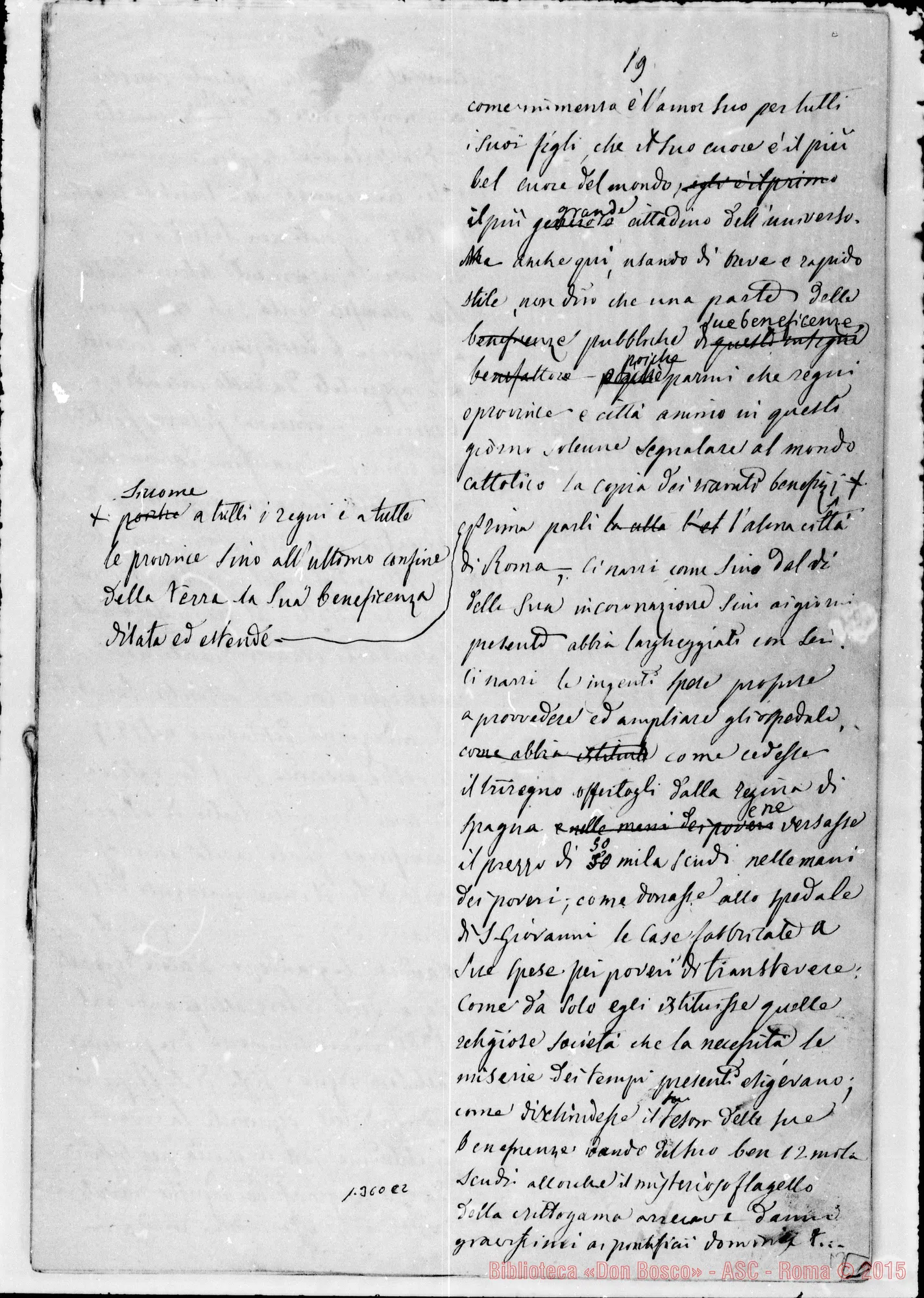 Fotogramma C 2 — Pio IX: Al Santo Padre la Congregaz. Salesiana. Ms. con correz. Bosco
