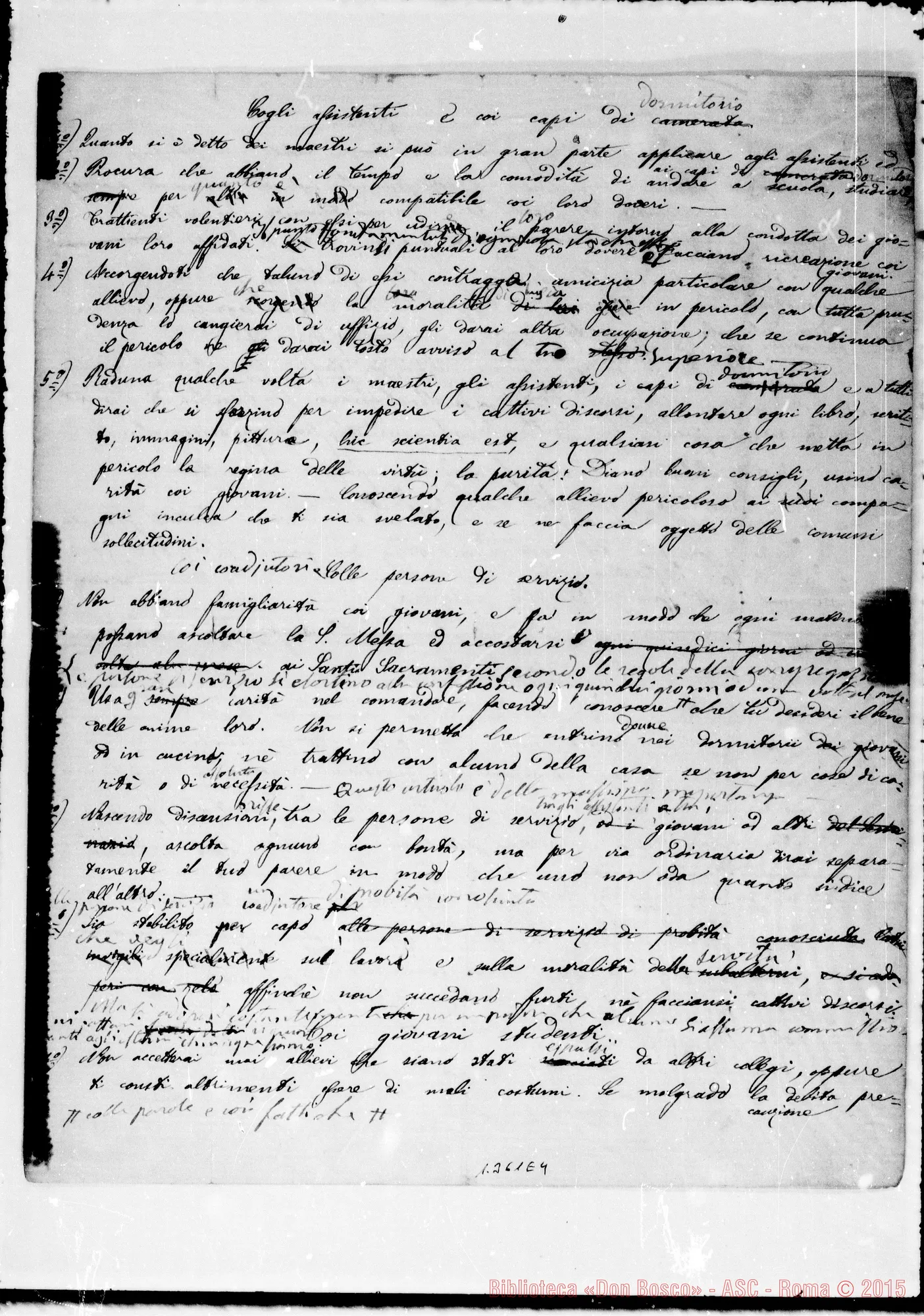 Fotogramma E 4 — «Al suo amatissimo… Poiché la Divina Provvidenza…» Ms. con correz. e aggiunte Bosco