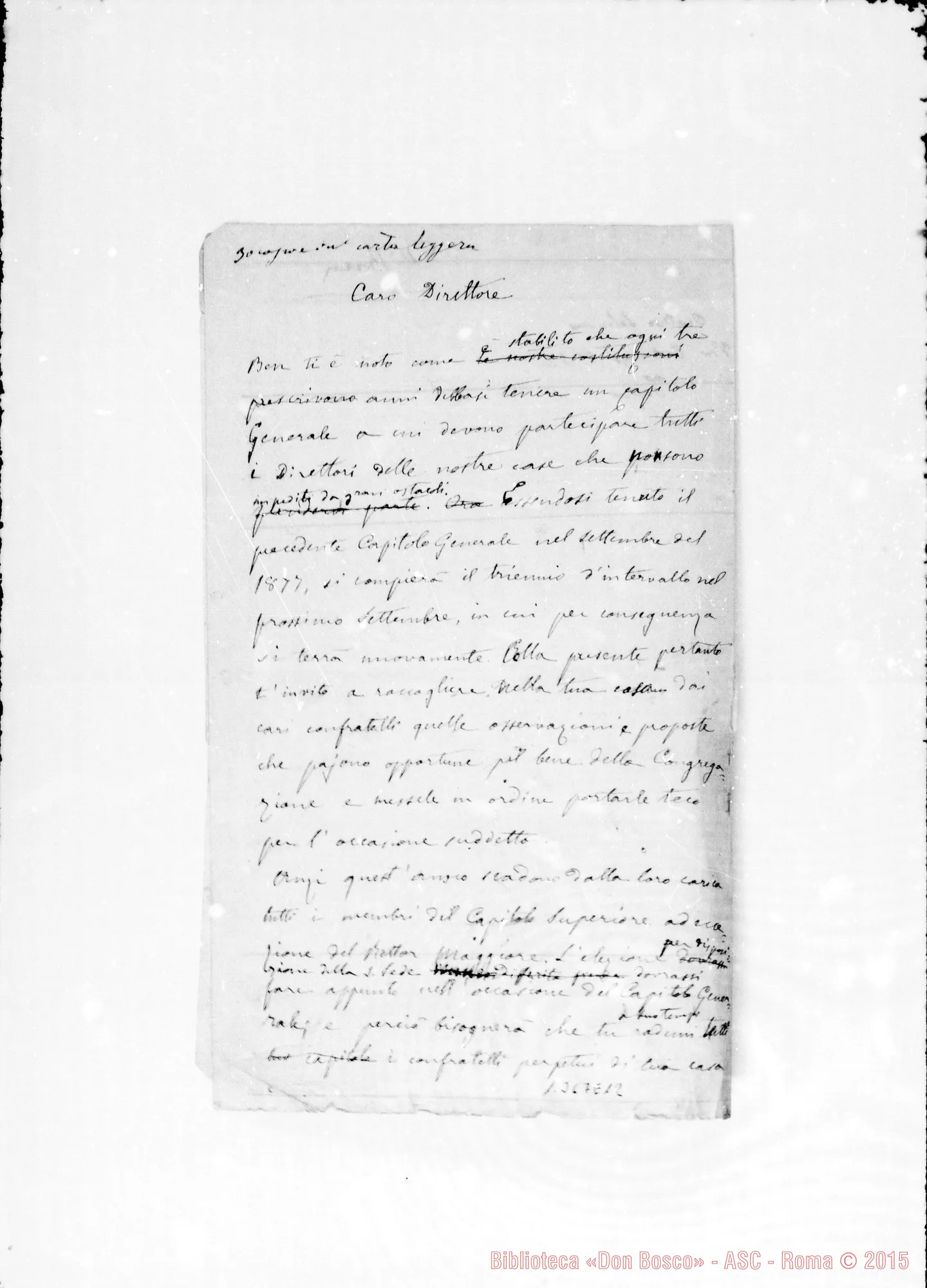 Fotogramma E 12 — 1880: «Caro Direttore: Ben ti è noto…» Ms. con aggiunte Bosco