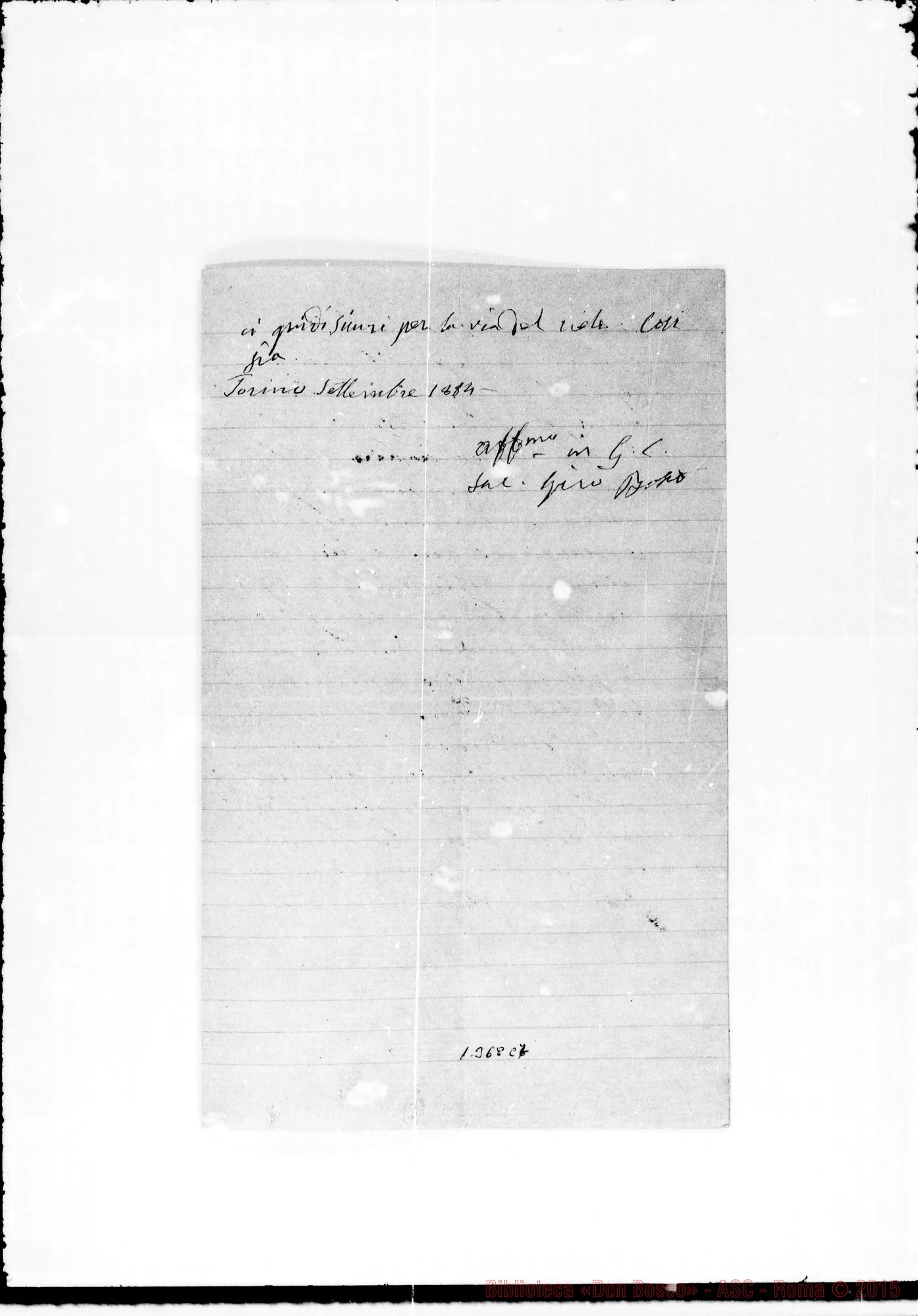 Fotogramma C 7 — 1884: «E’ mio vivo desiderio…» Ms. con correz. Bosco
