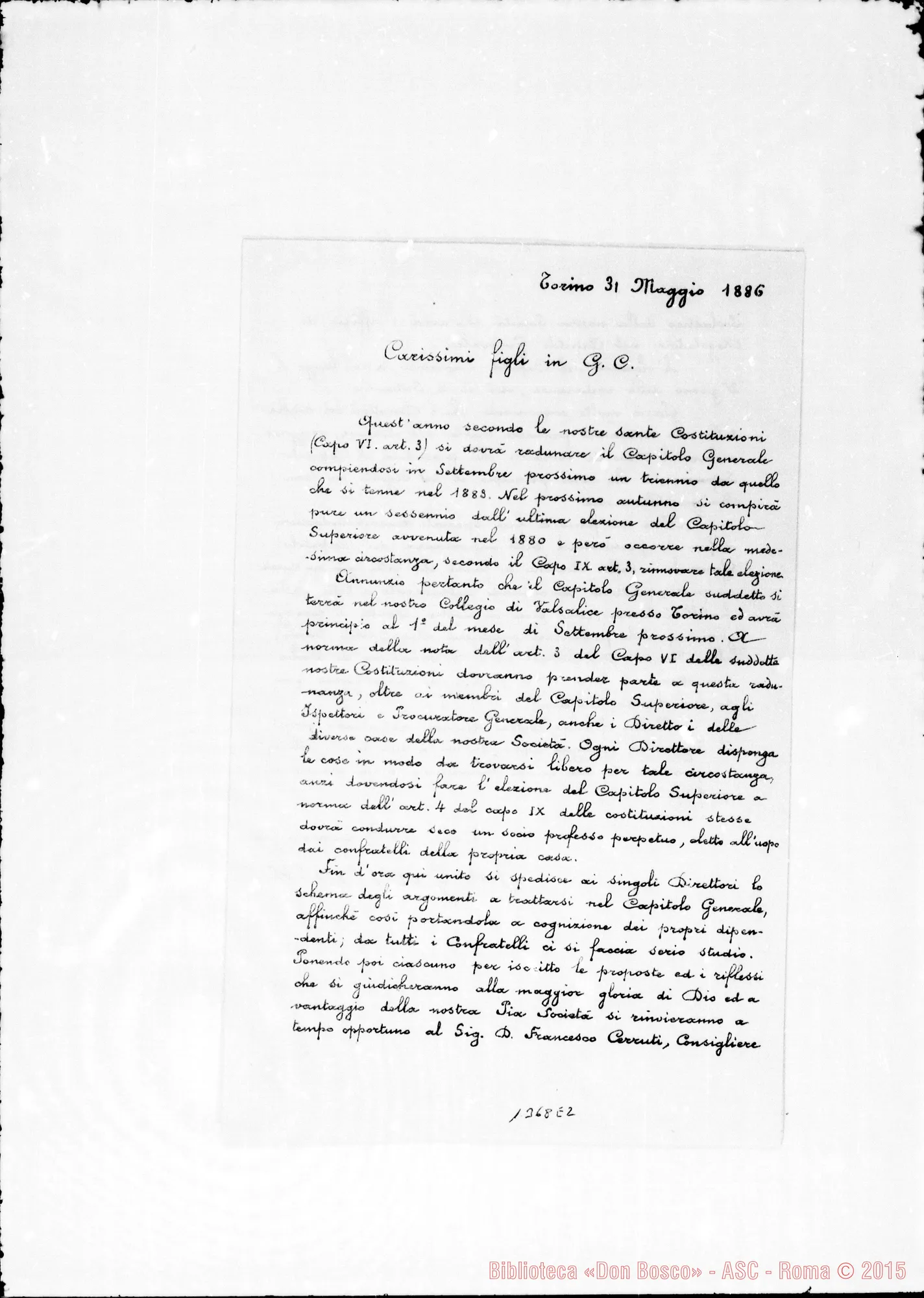 Fotogramma E 2 — 1886: «Quest’anno secondo…» Omeotipia con firma Bosco
