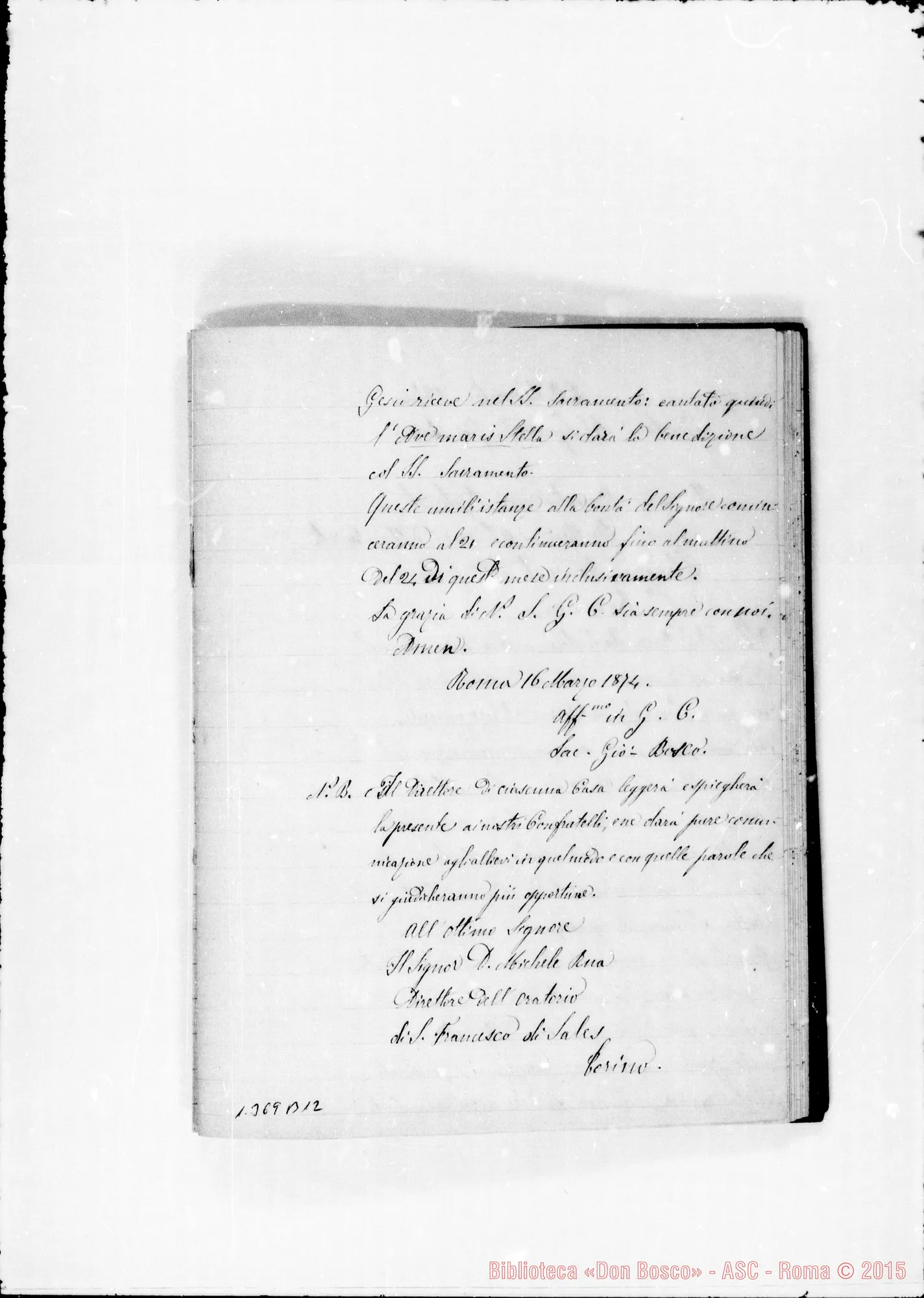Fotogramma B 12 — Due Quaderni con copia ms. delle Lettere Circolari di D. Bosco
