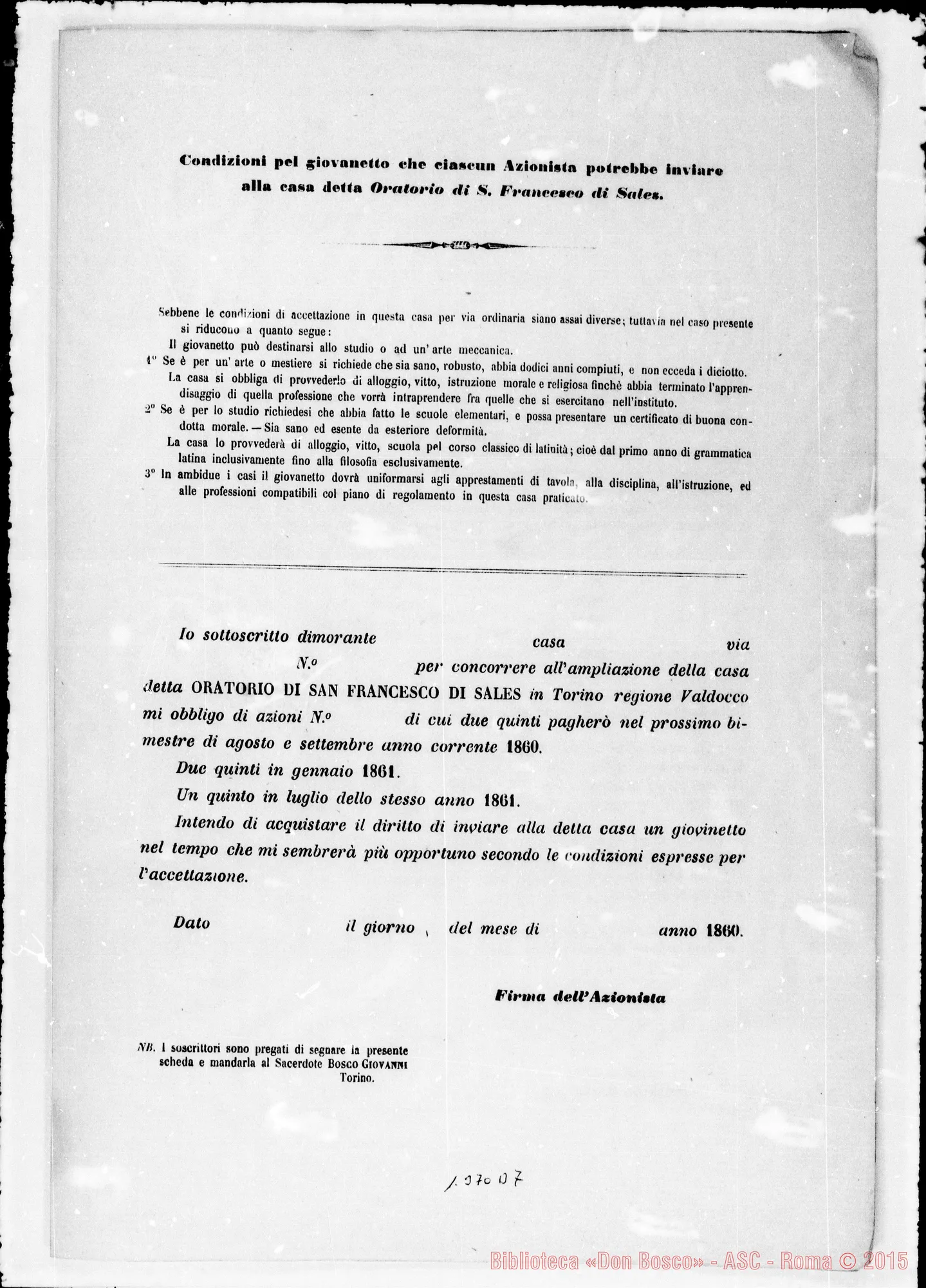 Fotogramma D 7 — Ricoverati all’Oratorio: «Il vivo desiderio…» Stampato